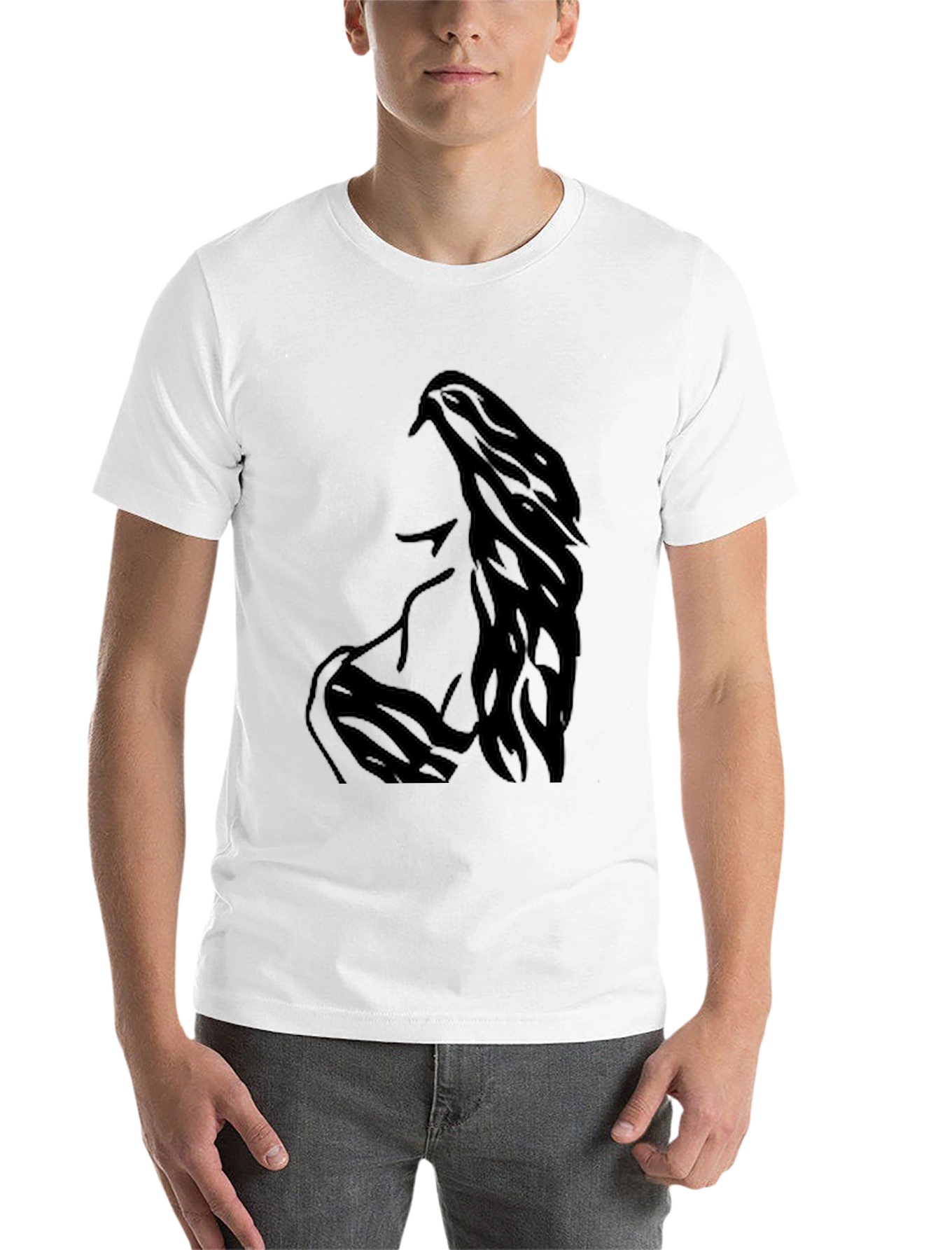 Black Black Graphic Tee: Woman Portrait Silhouette view 14