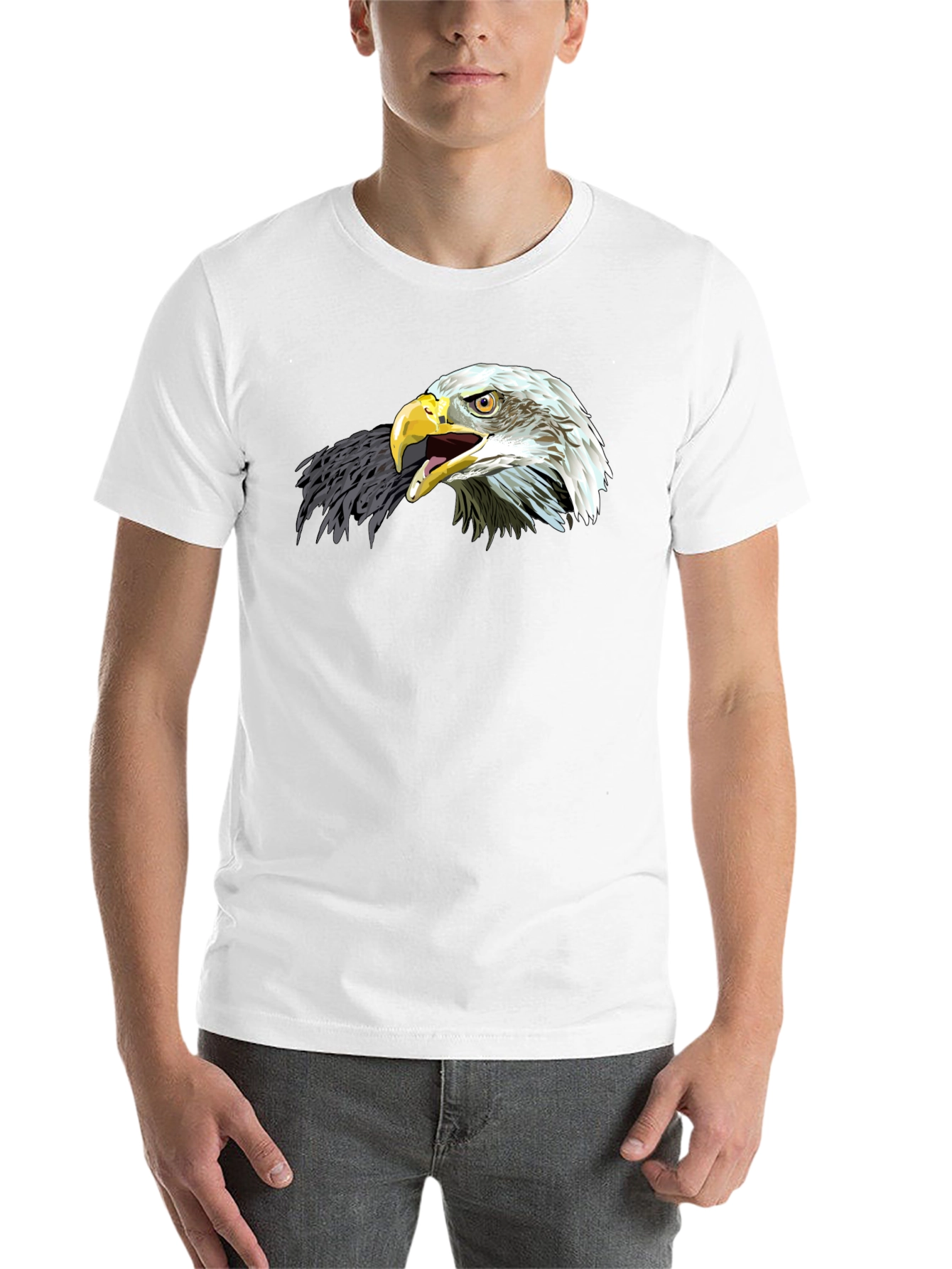 Black Bold Eagle Graphic Tee - Black Cotton Comfort view 14