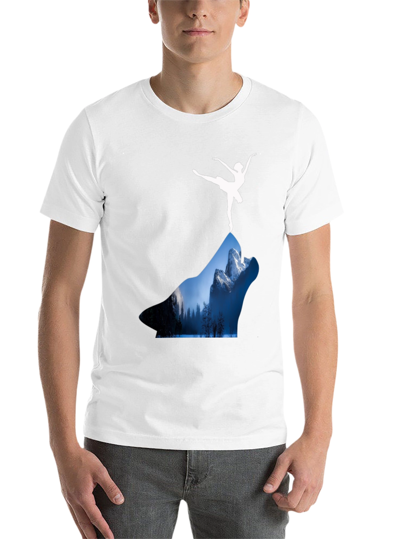Black Wolf Landscape T-Shirt - Ballerina Design view 14