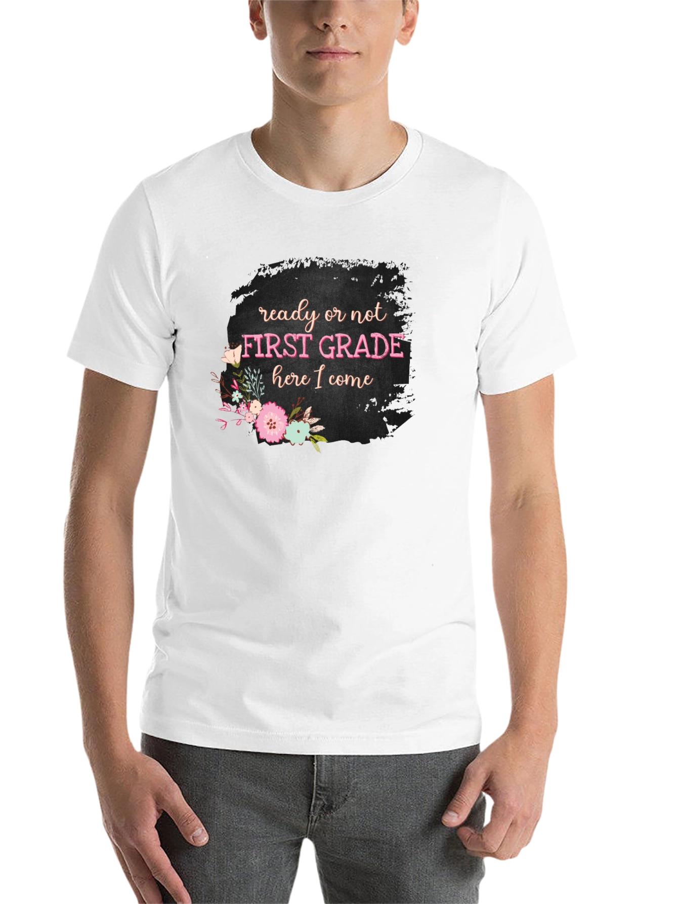 Black First Grade Teacher Ready or Not T-Shirt view 14