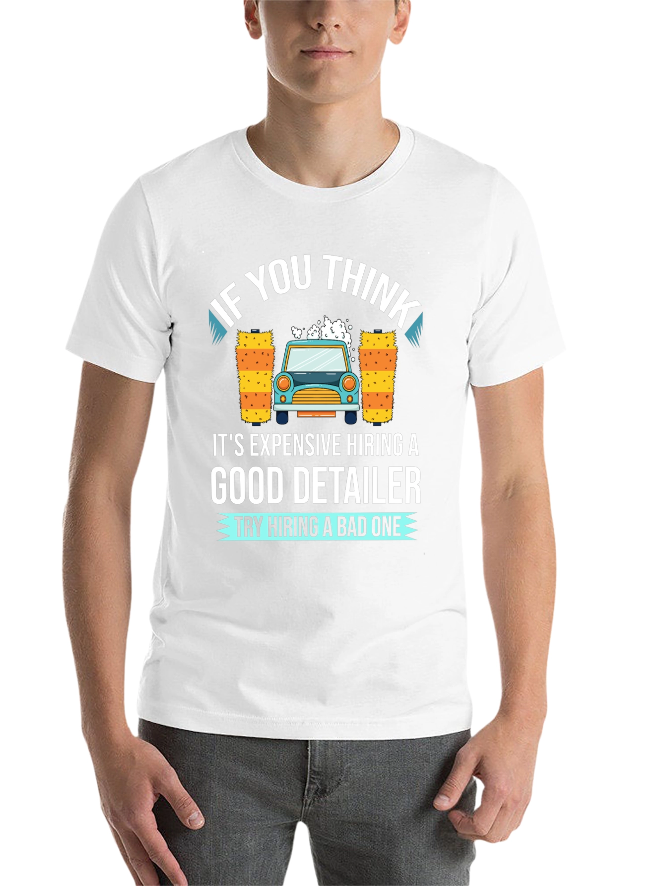 Black Detailer Car Wash Funny Graphic T-Shirt view 14