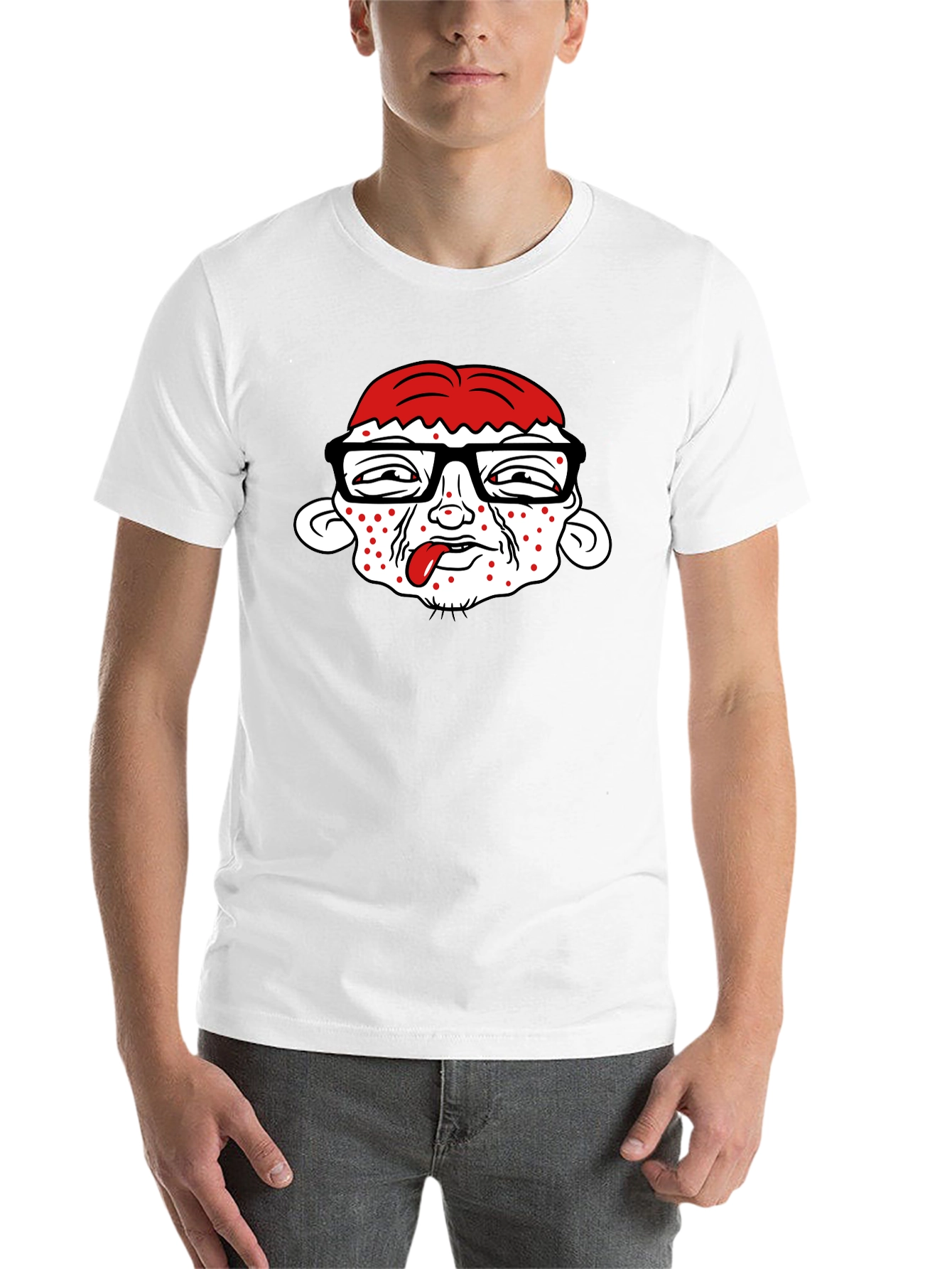 Black Funny Cartoon Face Black T-Shirt view 14
