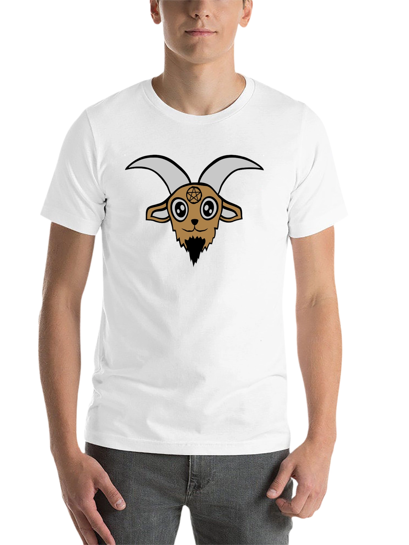 Black Goat Head Graphic Tee - Soft Black Cotton T-Shirt view 14