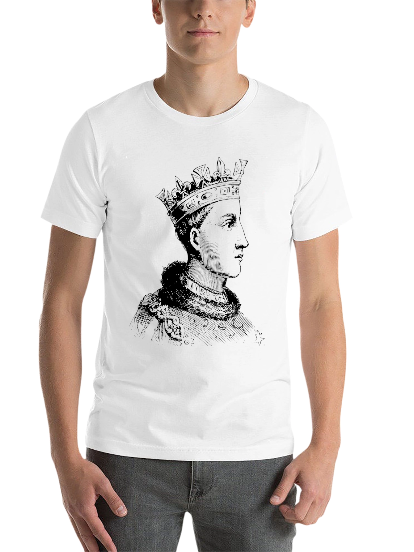 Black Royal Portrait Graphic Tee - Black Cotton T-Shirt view 14