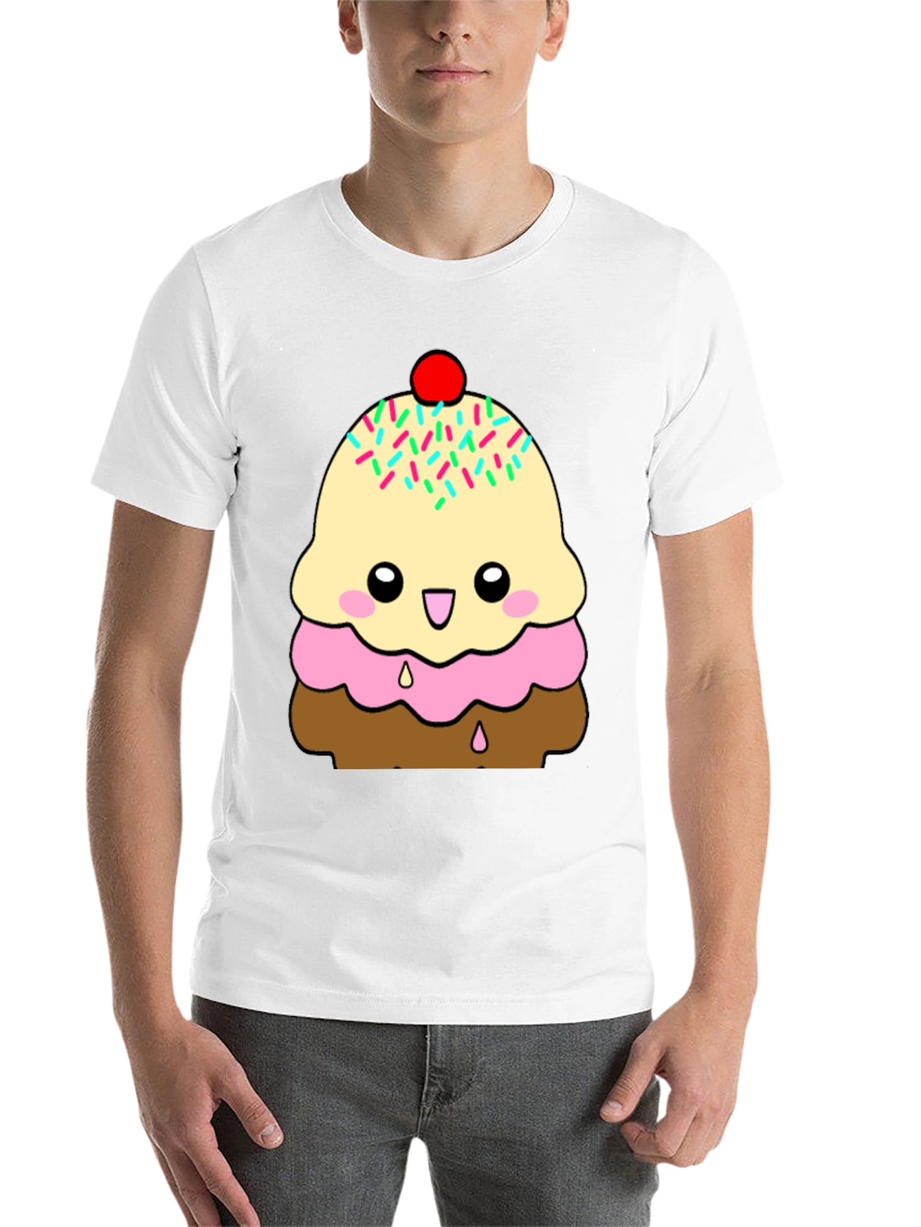 Black Cute Ice Cream Cone Graphic T-Shirt view 14