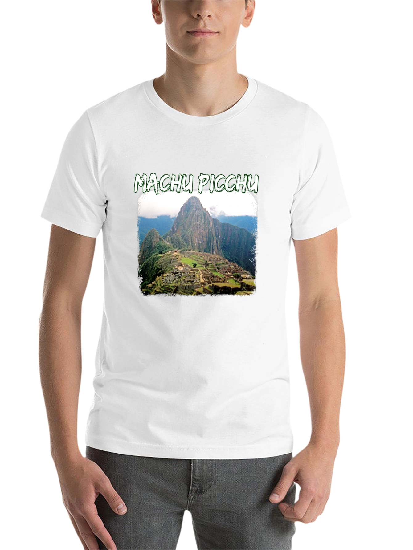 Black Machu Picchu Graphic Tee | Black Crew Neck T-Shirt view 14