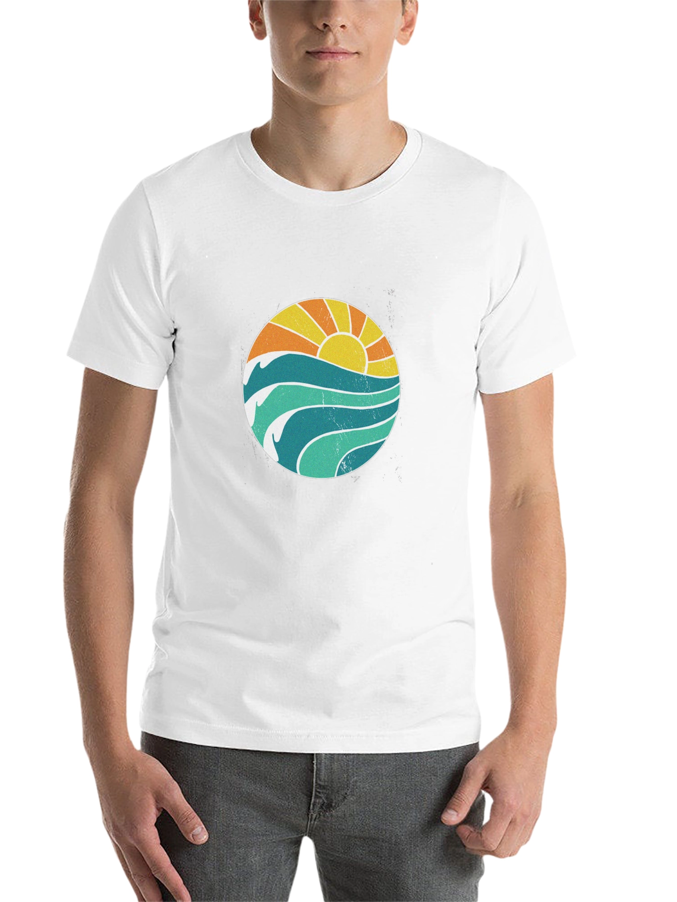 Black Sunset Waves Graphic T-Shirt - Black view 14