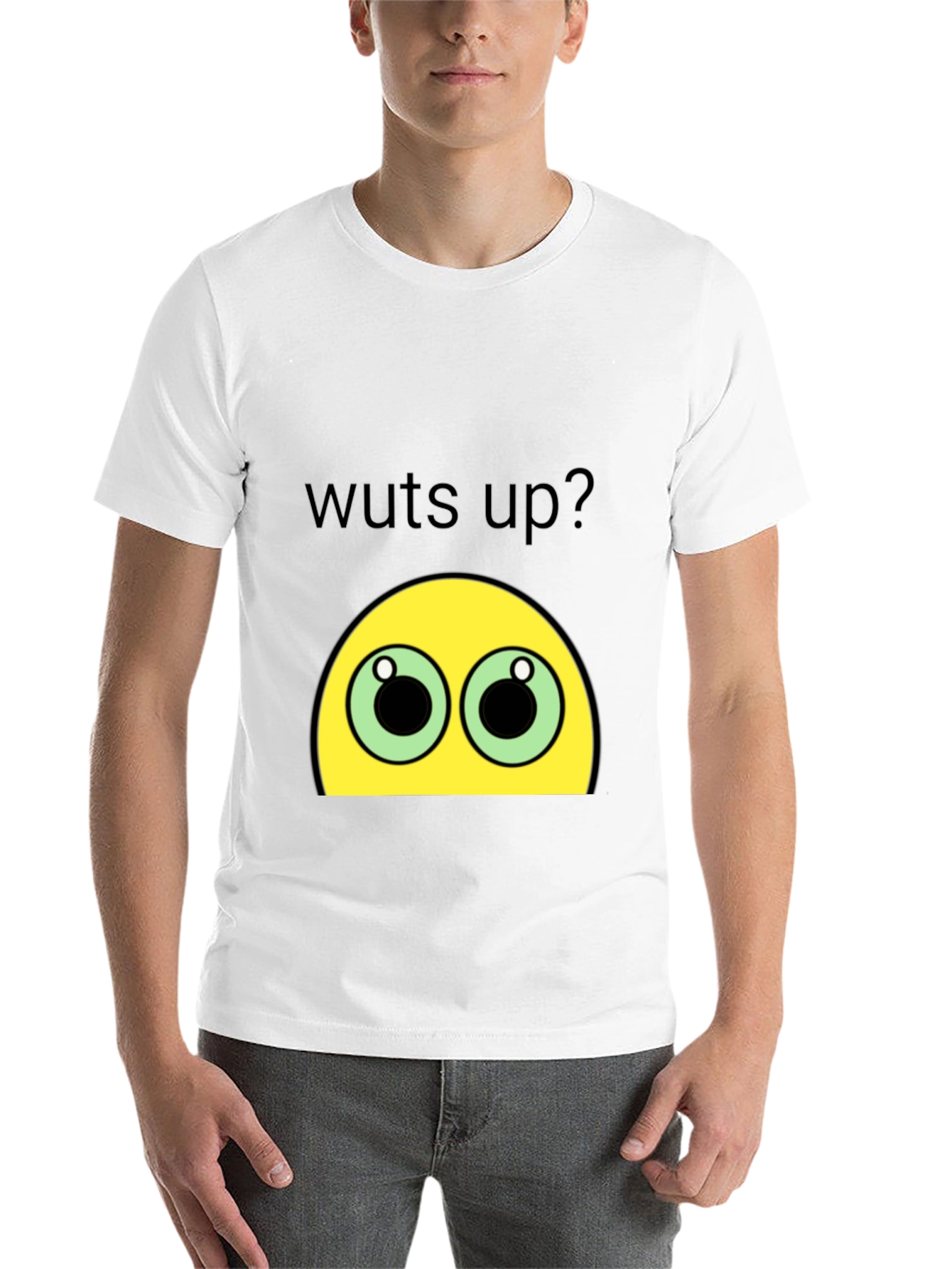 Black Funny Wuts Up? Emoji Black T-Shirt view 14