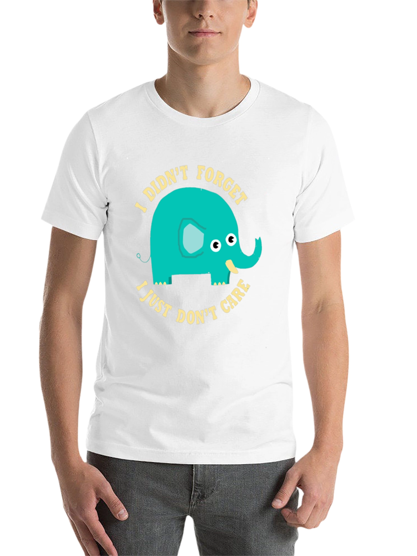 Black Funny Elephant Graphic T-Shirt - I Didn't Forget I Just Don't Care view 14