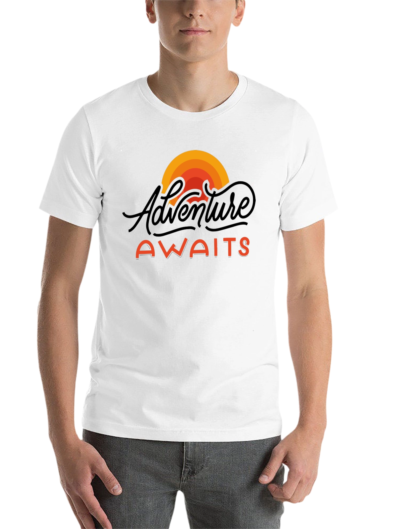 Black Adventure Awaits Graphic Tee - Black Unisex T-Shirt view 14