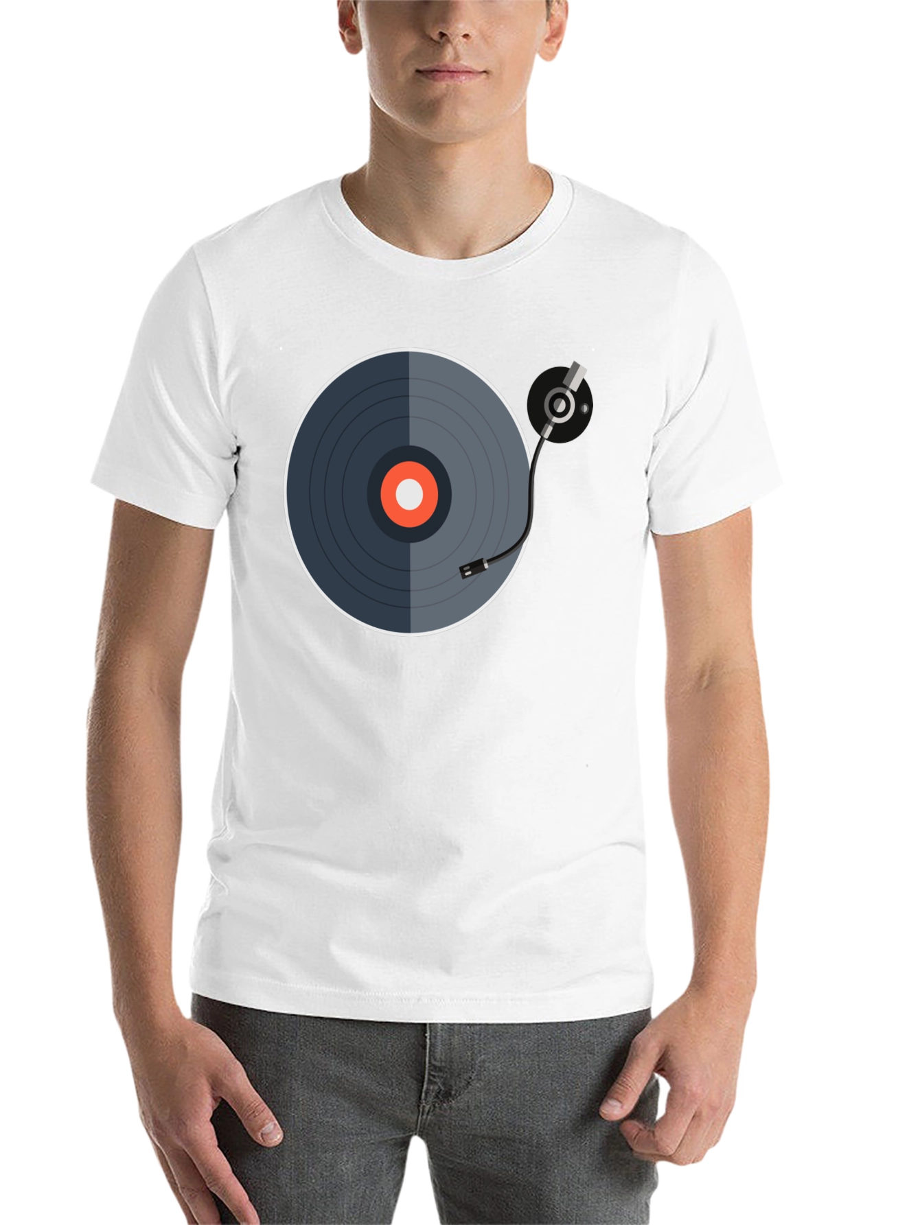 Black Retro Vinyl Record Graphic Tee - Black view 14