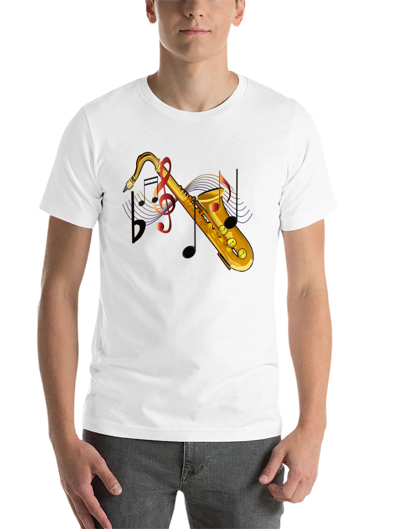 Black Saxophone Graphic T-Shirt - Music Lover Tee view 14