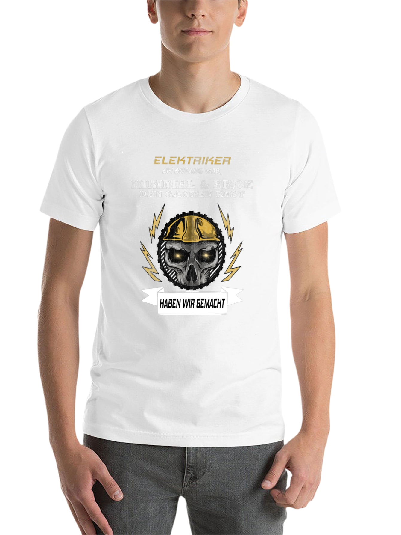 Black Electrician Skull Graphic T-Shirt - Funny Slogan view 14