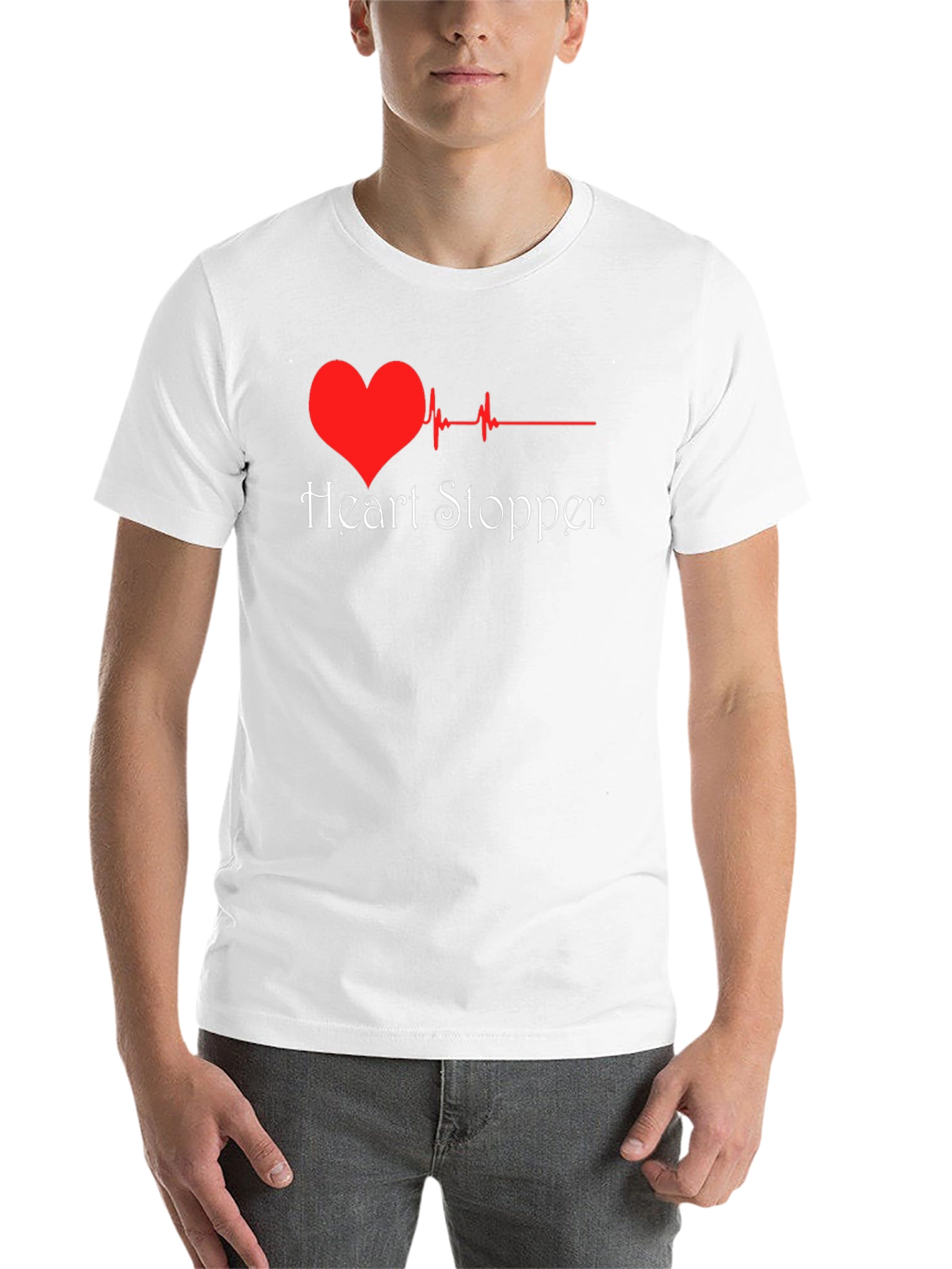 Black Heart Stopper T-Shirt - Heartbeat Design view 14