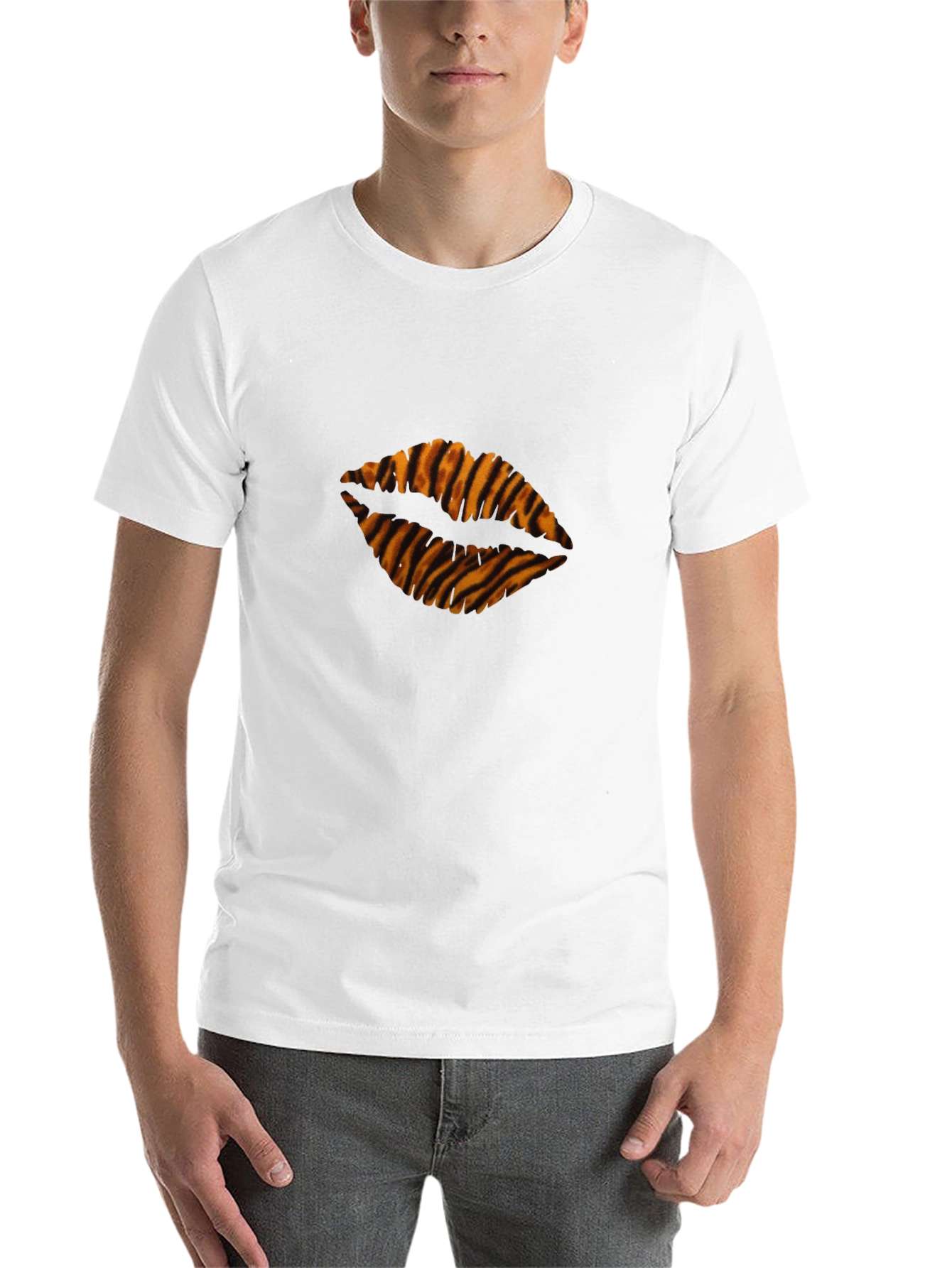 Black Tiger Stripe Lips Black T-Shirt view 14