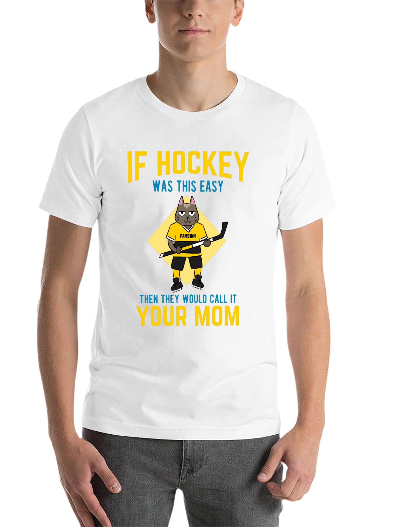 Black Funny Hockey Mom T-Shirt - Cat Graphic Tee view 14