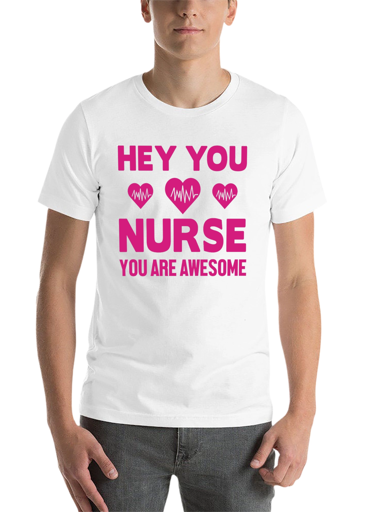 Black Hey You Nurse Awesome Graphic Tee view 14