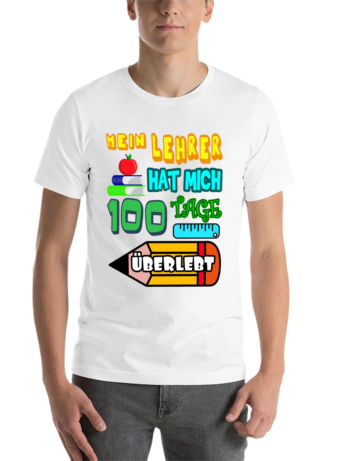 Black My Teacher Survived 100 Days T-Shirt view 14