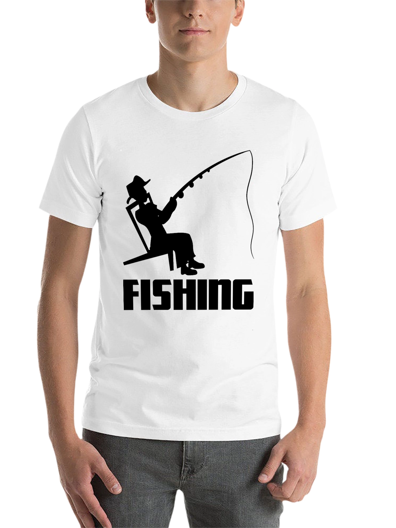 Black Fishing Silhouette Graphic T-Shirt - Black view 14