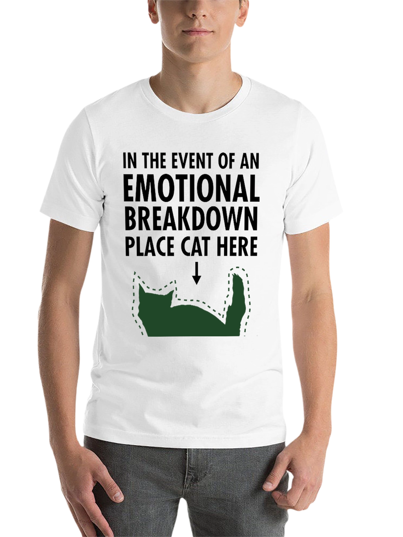 Black Emotional Breakdown Cat T-Shirt view 14