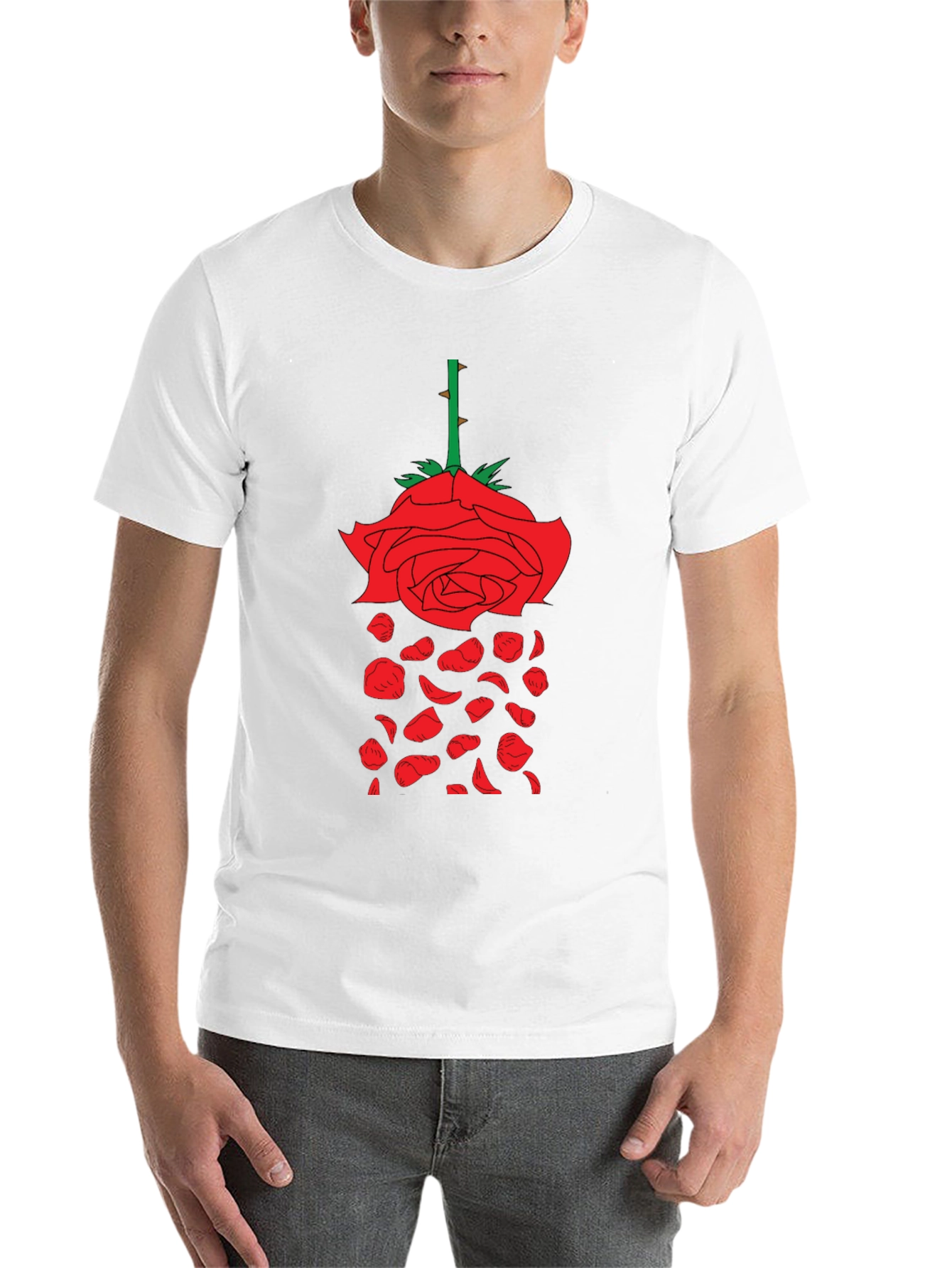 Rose Graphic T-Shirt - Unique Falling Petals Design - 14