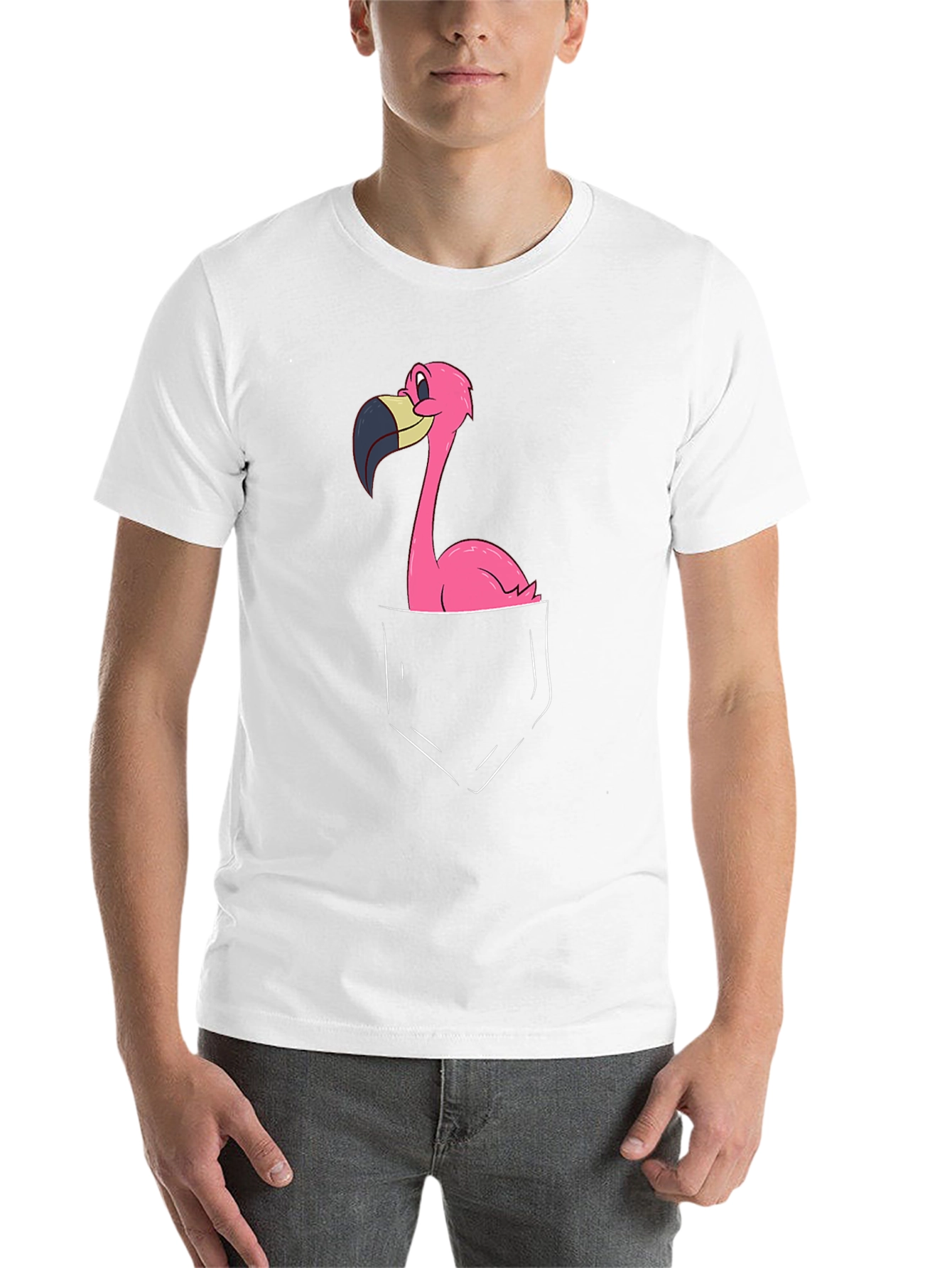 Black Flamingo Pocket Graphic Tee - Black Cotton Blend view 14