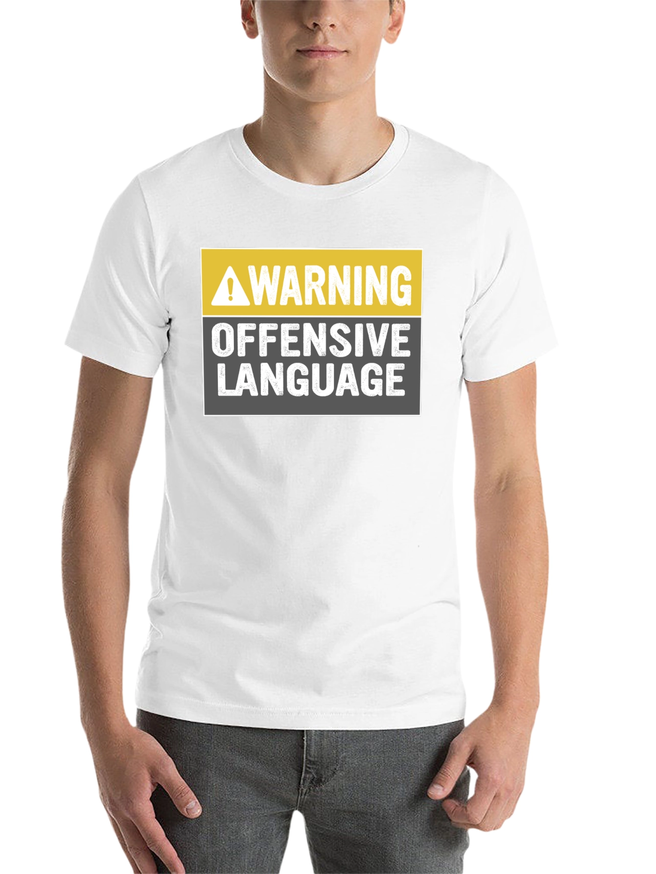 Black Warning Offensive Language T-Shirt view 14