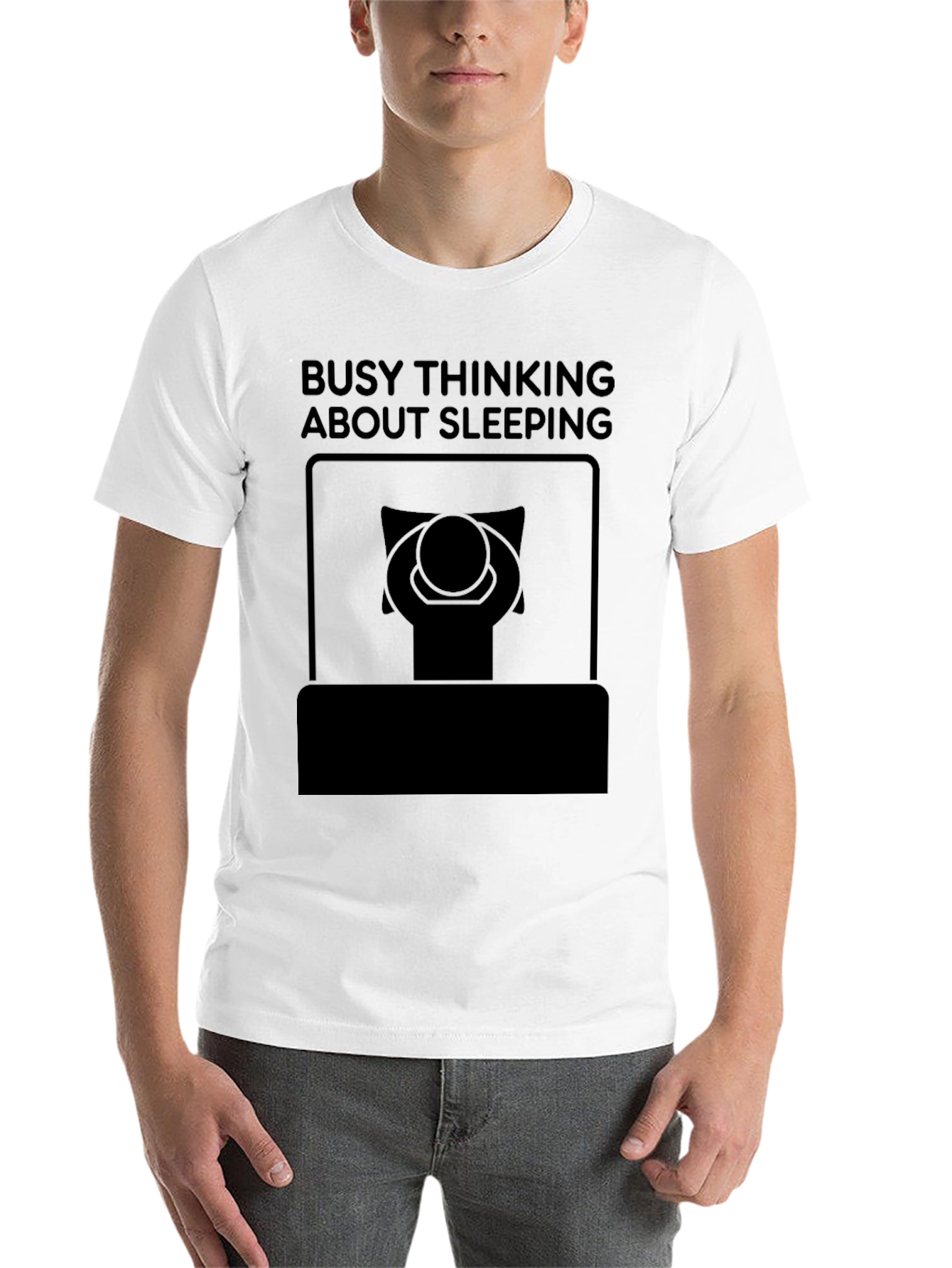 Black Busy Thinking About Sleeping Black Graphic Tee view 14