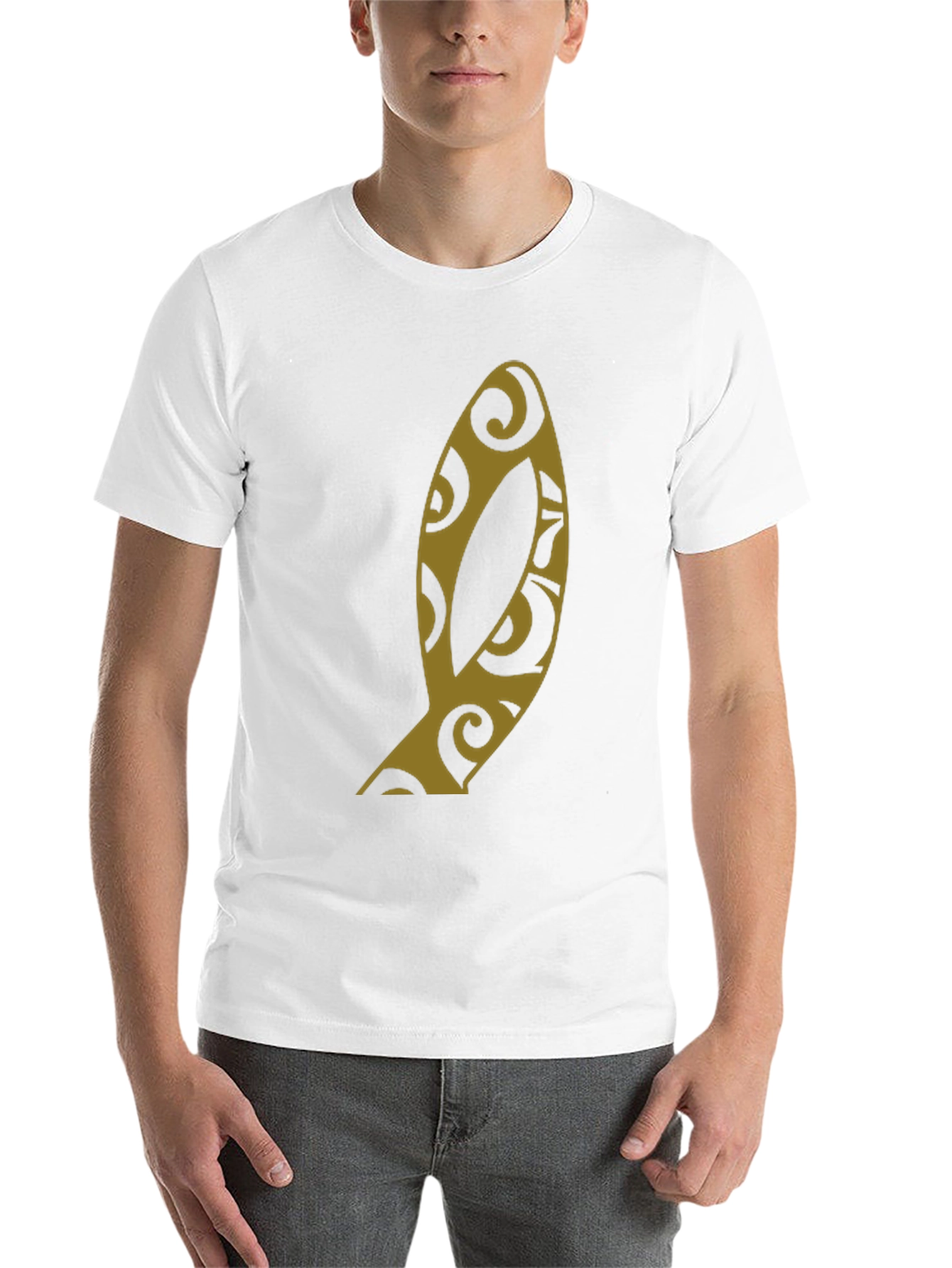 Black Stylish Black T-Shirt with Unique Gold Graphic Print view 14