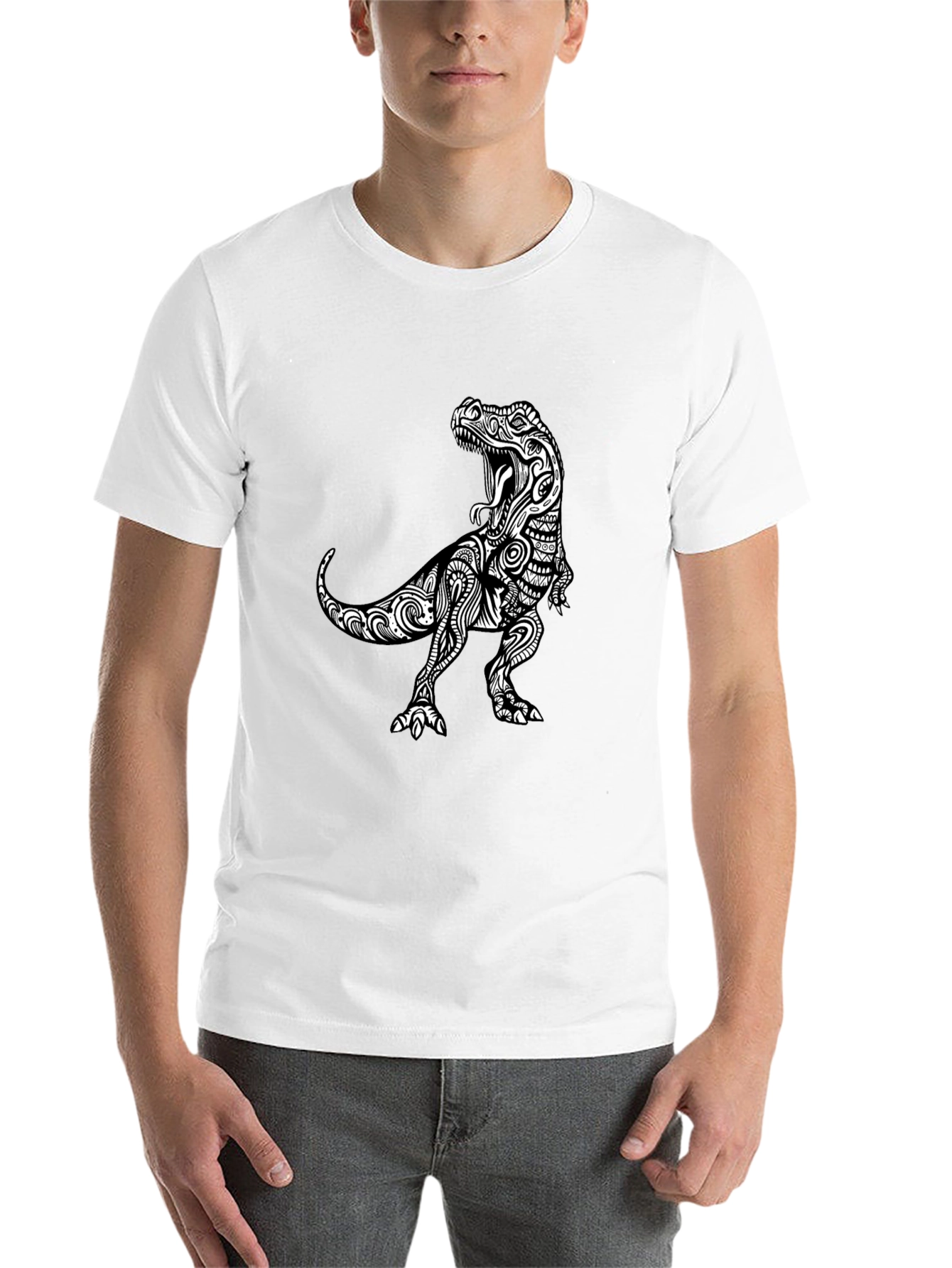 Black Tribal T-Rex Black Graphic Tee view 14