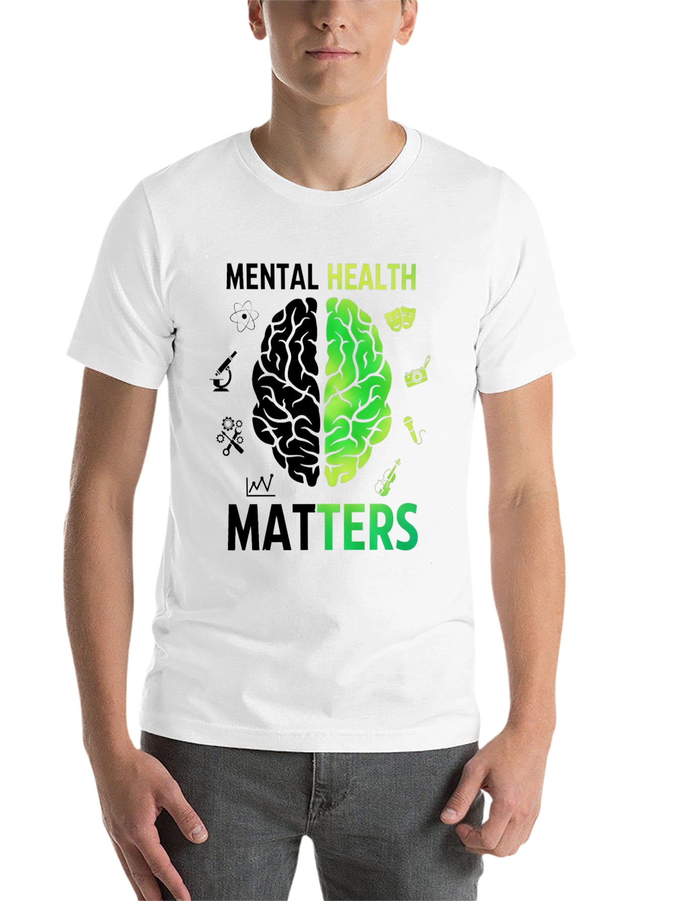 Black Mental Health Matters Brain Graphic Tee view 14
