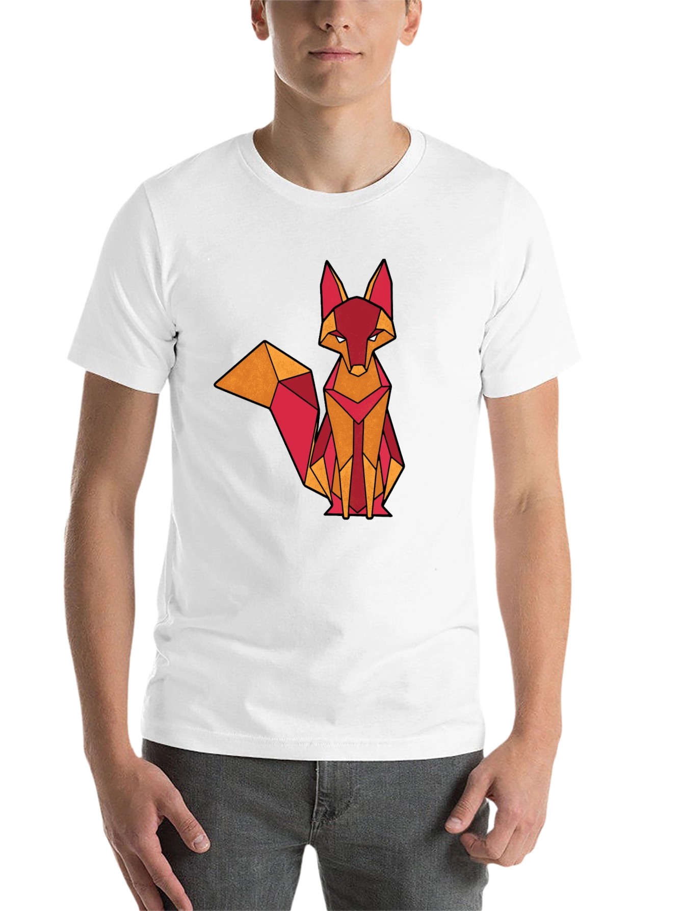 Black Geometric Fox Graphic Tee - Stylish & Modern view 14