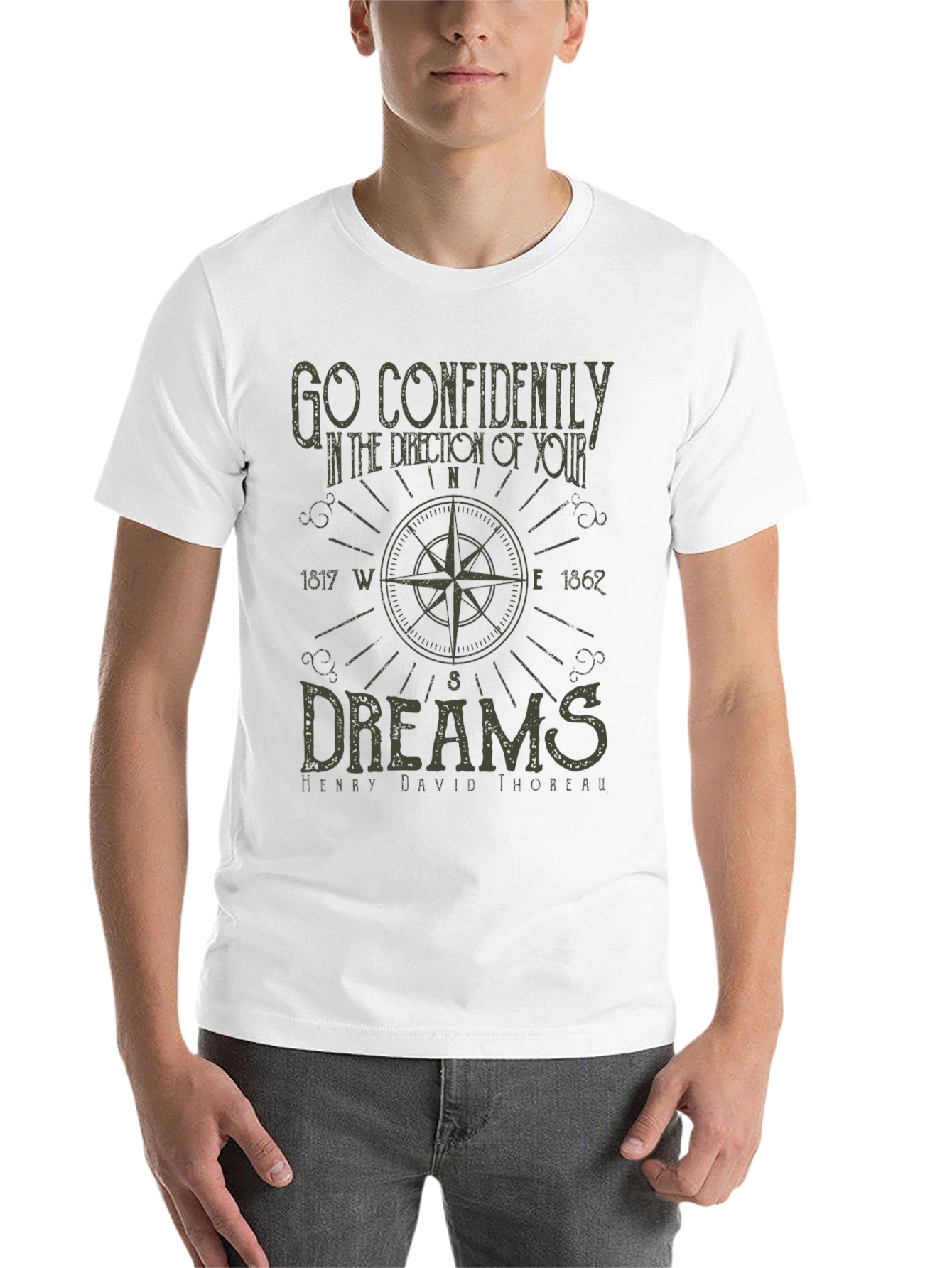 Black Inspirational Compass T-Shirt - Go Confidently view 14