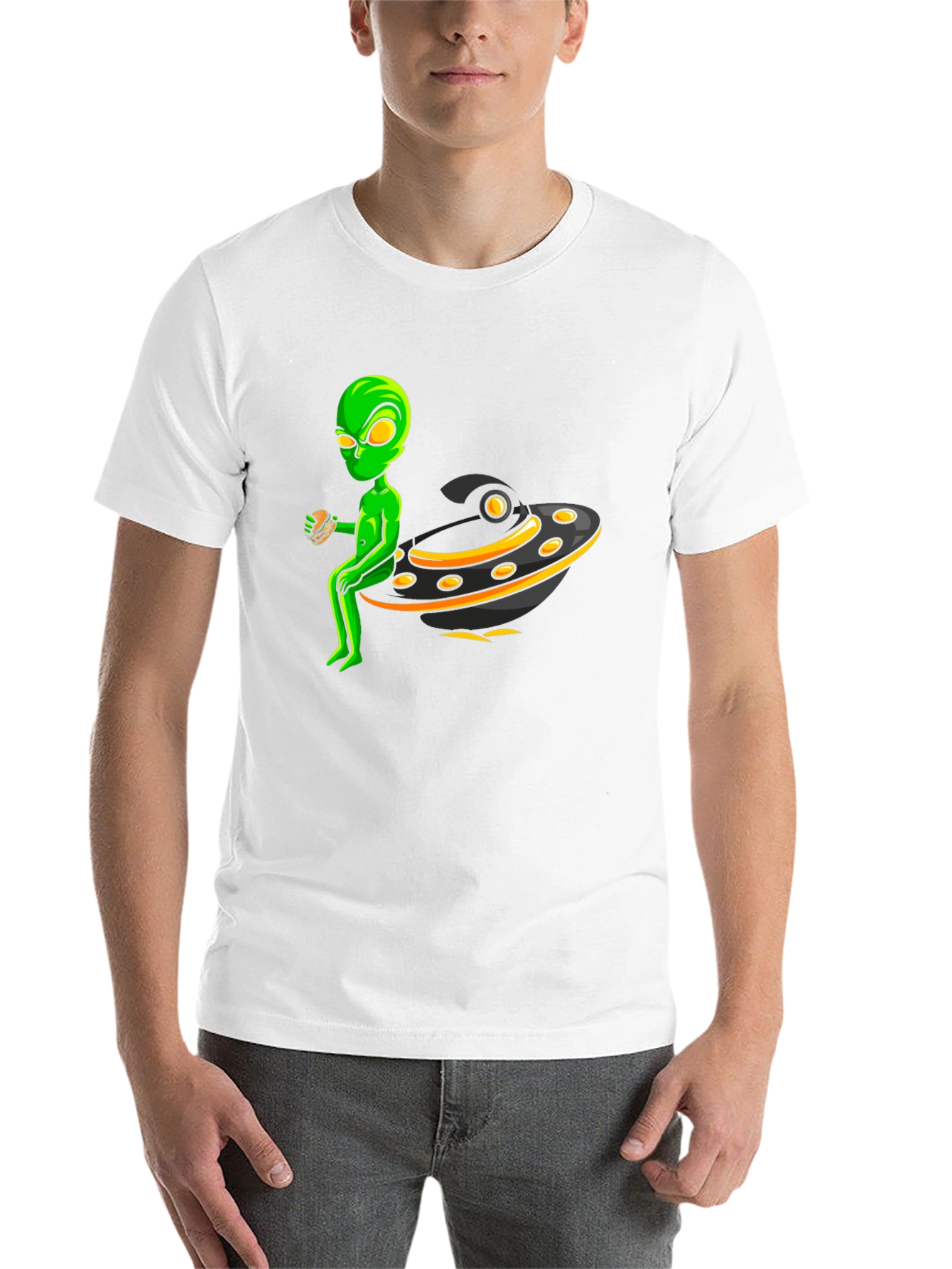 Black Alien UFO Burger Black T-Shirt view 14