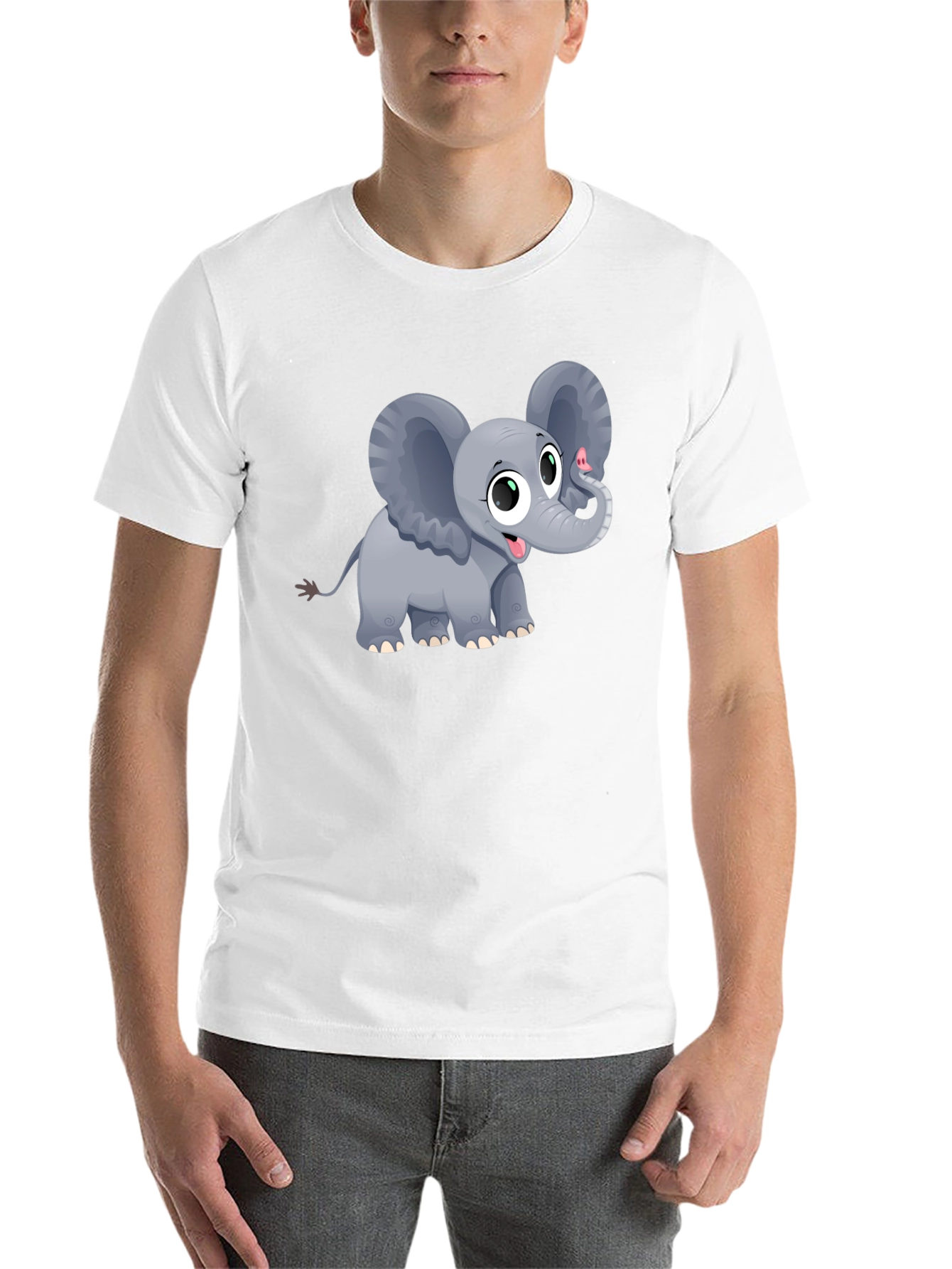 Black Cute Elephant Graphic Tee - Unisex Black T-Shirt view 14