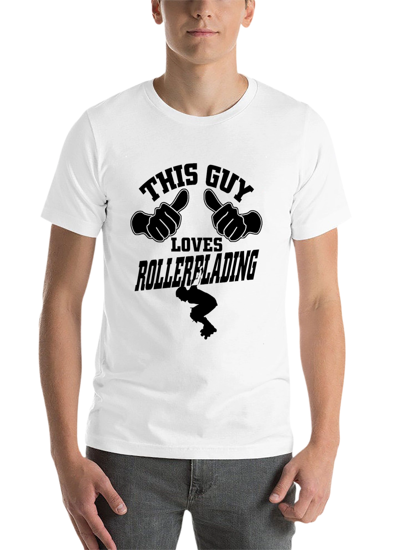 Black This Guy Loves Rollerblading Black T-Shirt view 14