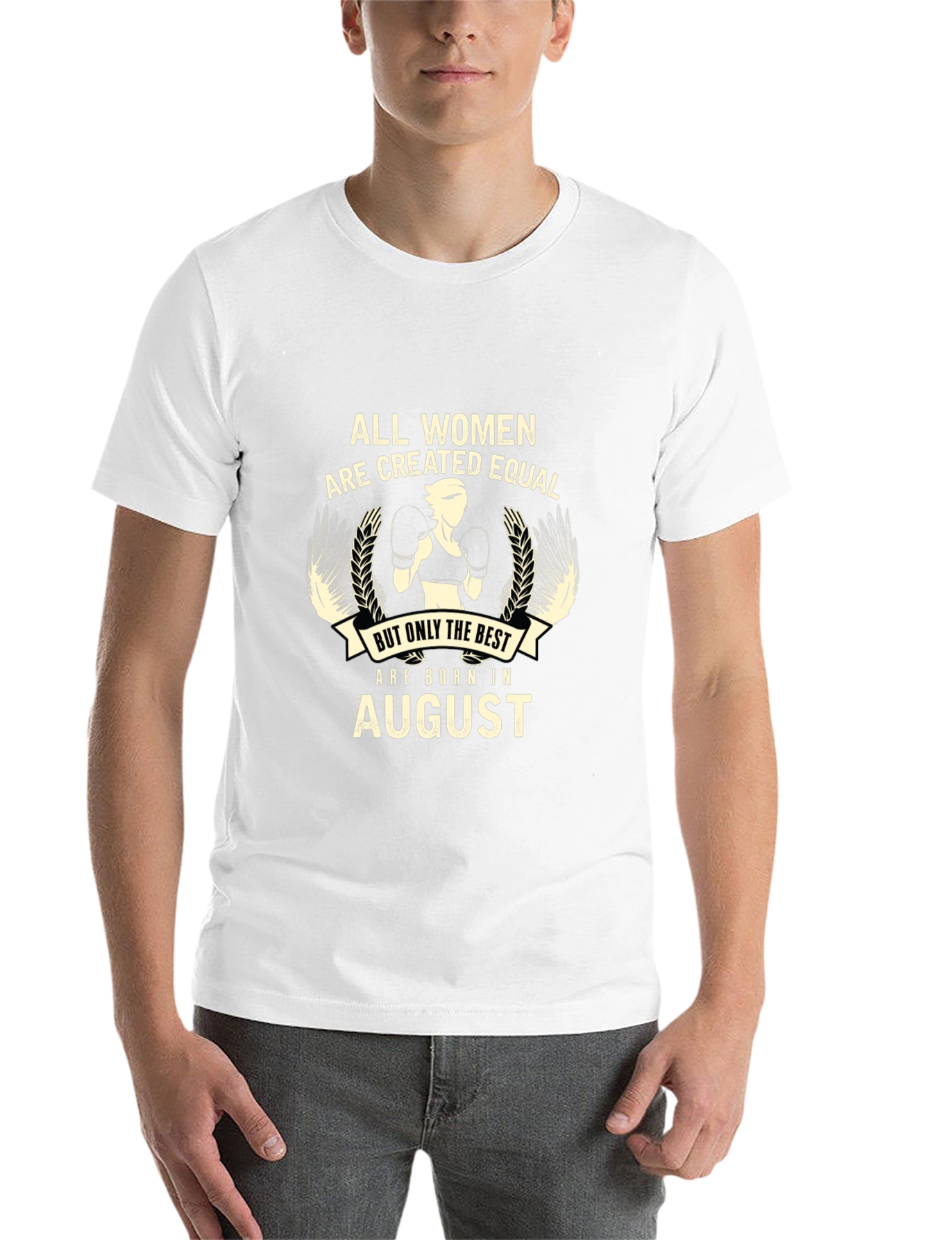 All Women Are Created Equal August Birthday Black T-Shirt - 14