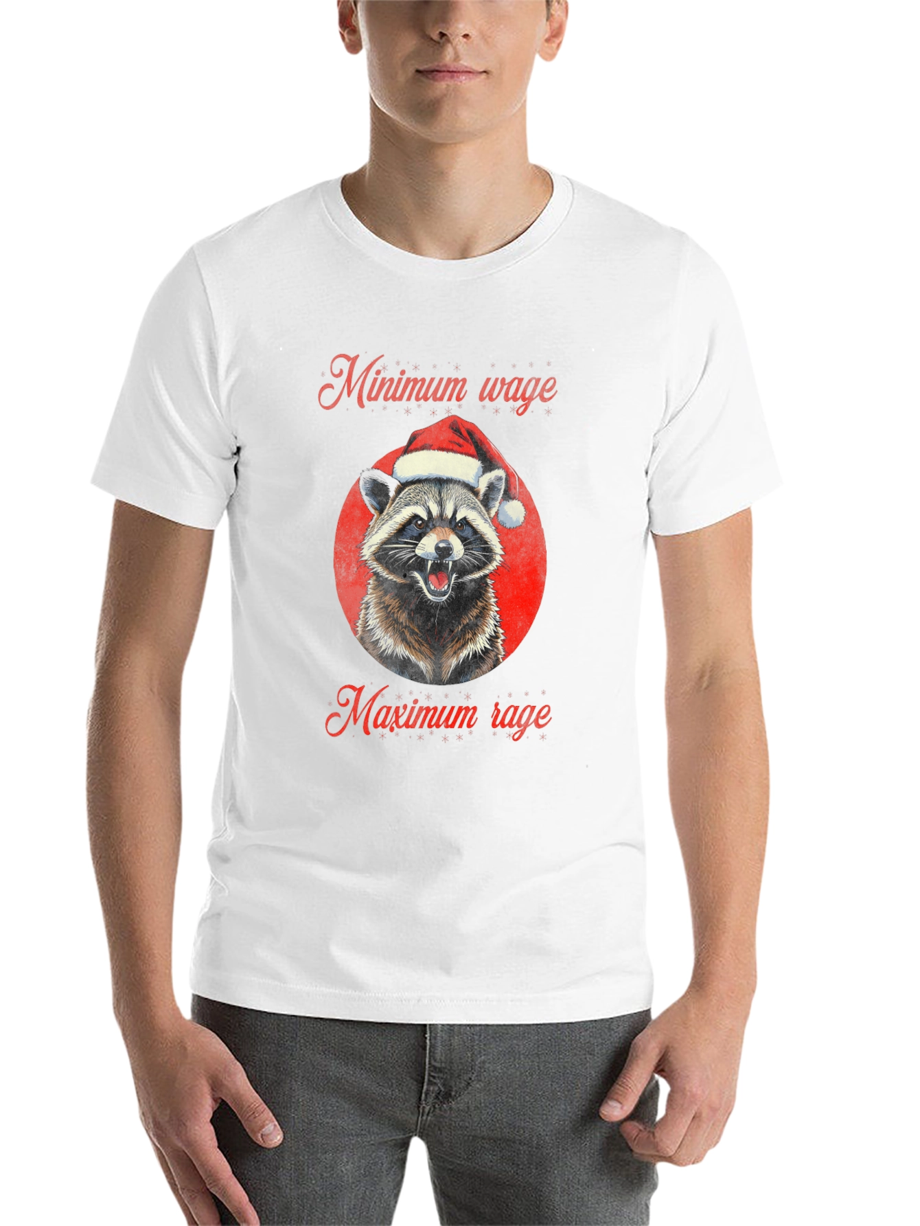Minimum Wage Maximum Rage Raccoon Christmas T-Shirt - 14