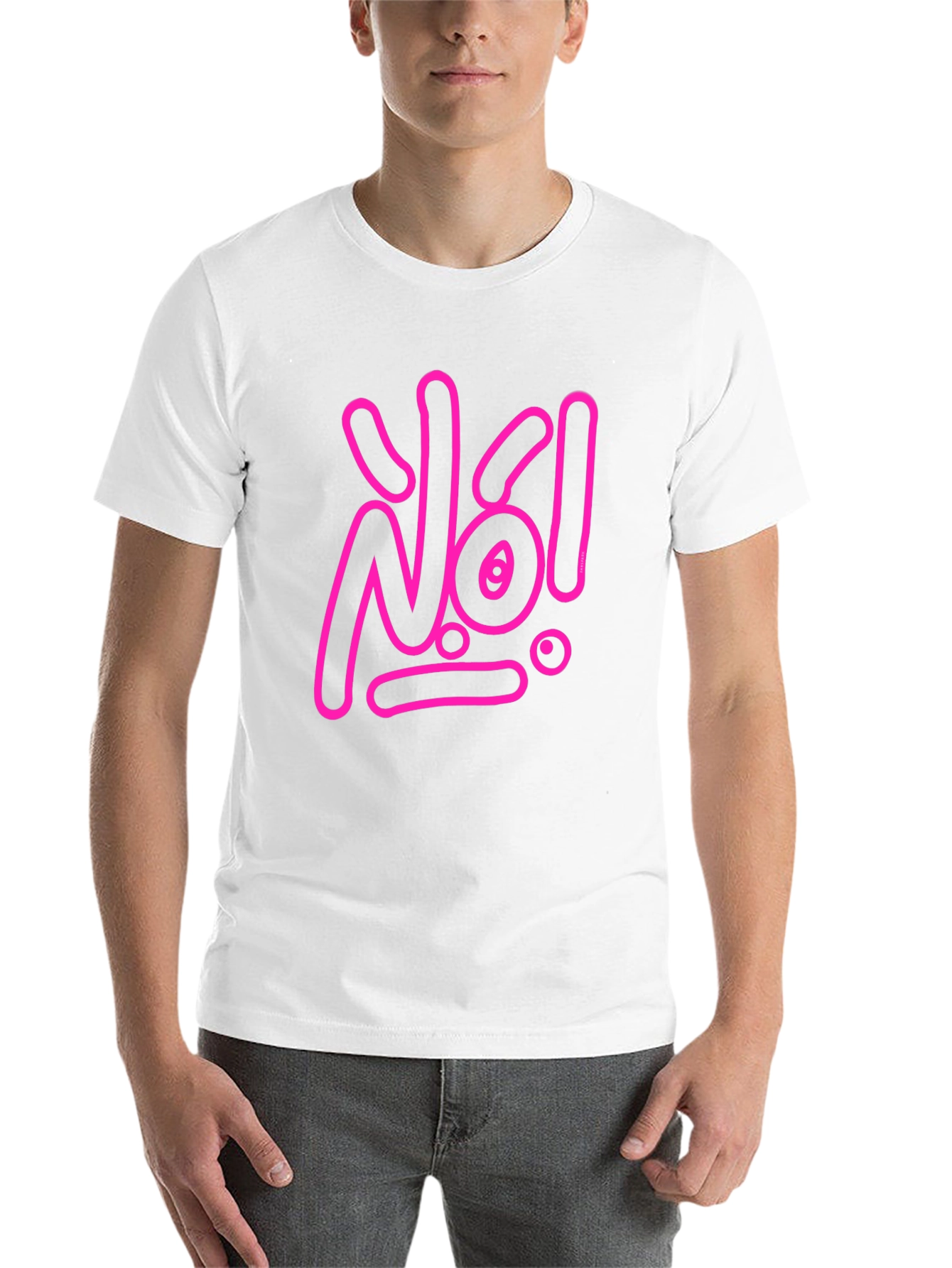 Black Statement Tee: Pink 'No!' Graphic on Black view 14
