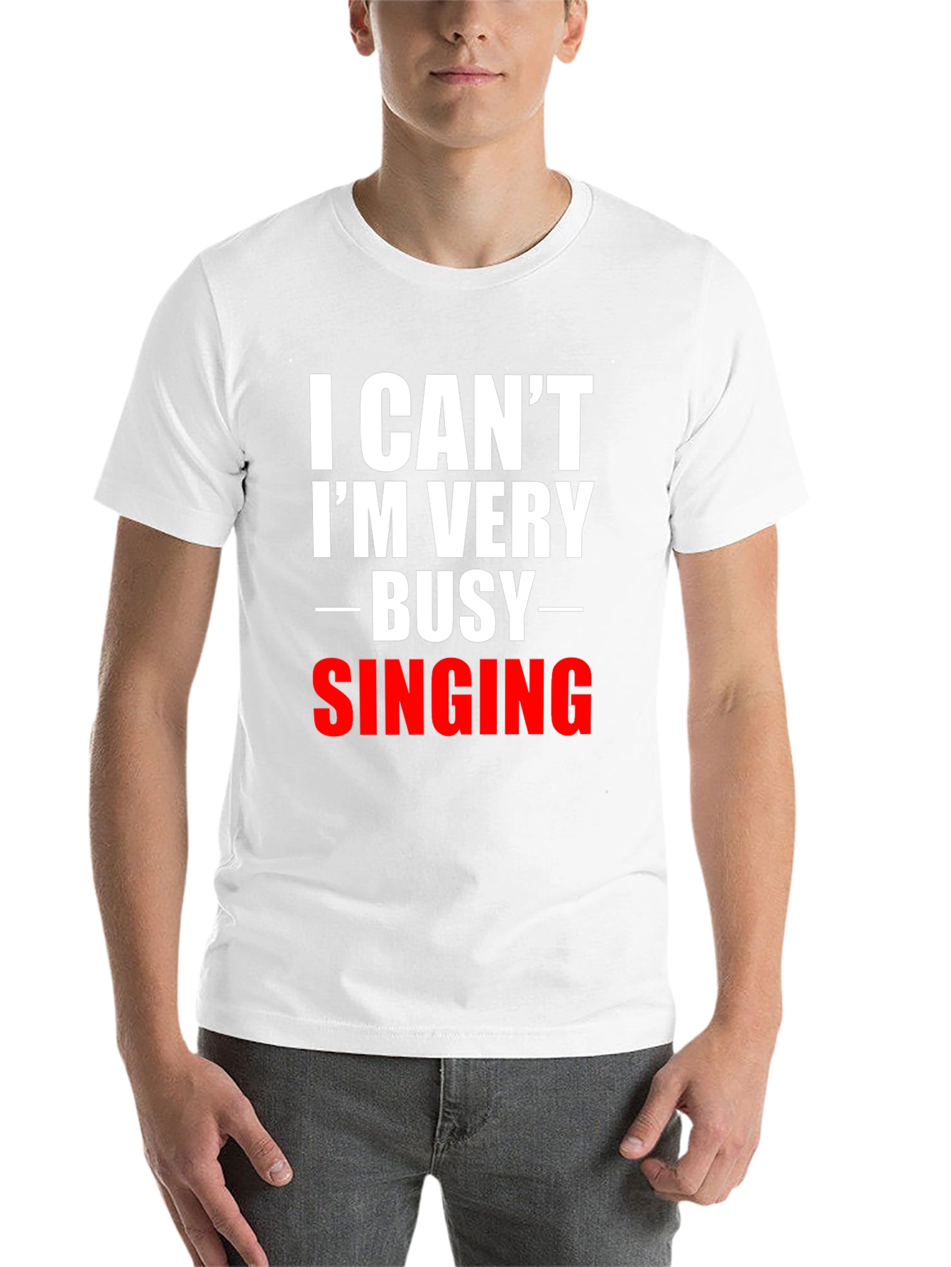 Black Funny Singing T-Shirt - I Can't I'm Very Busy view 14