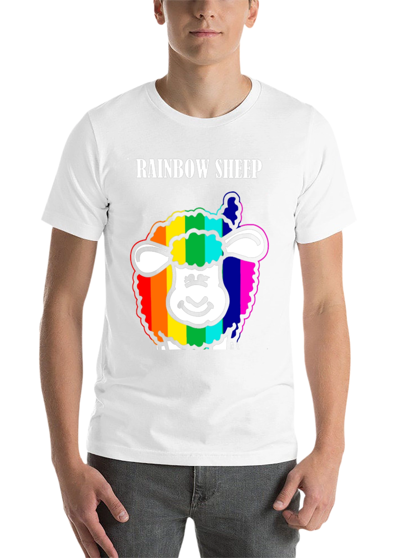 Black Rainbow Sheep Graphic Tee - Black Cotton Blend view 14