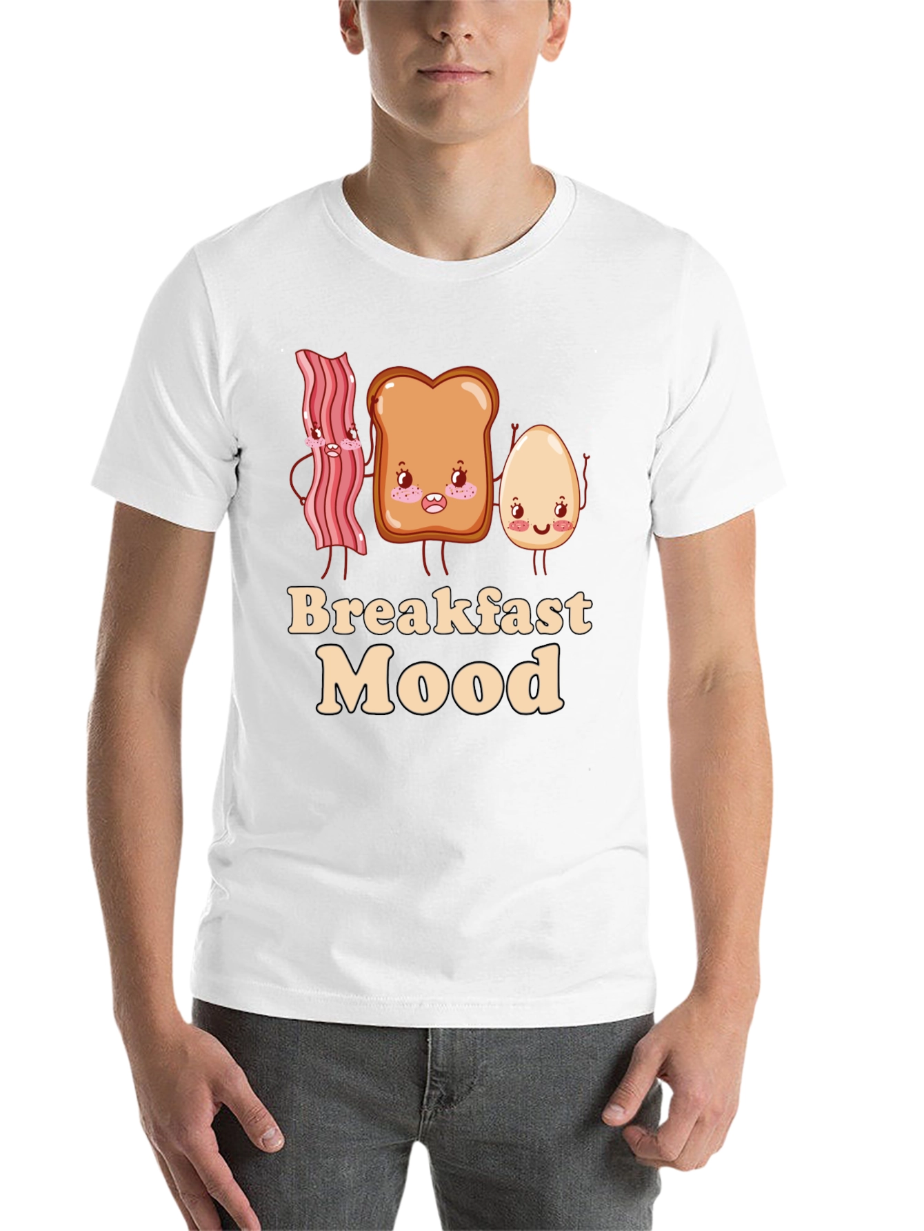 Black Breakfast Mood Cartoon Graphic T-Shirt view 14