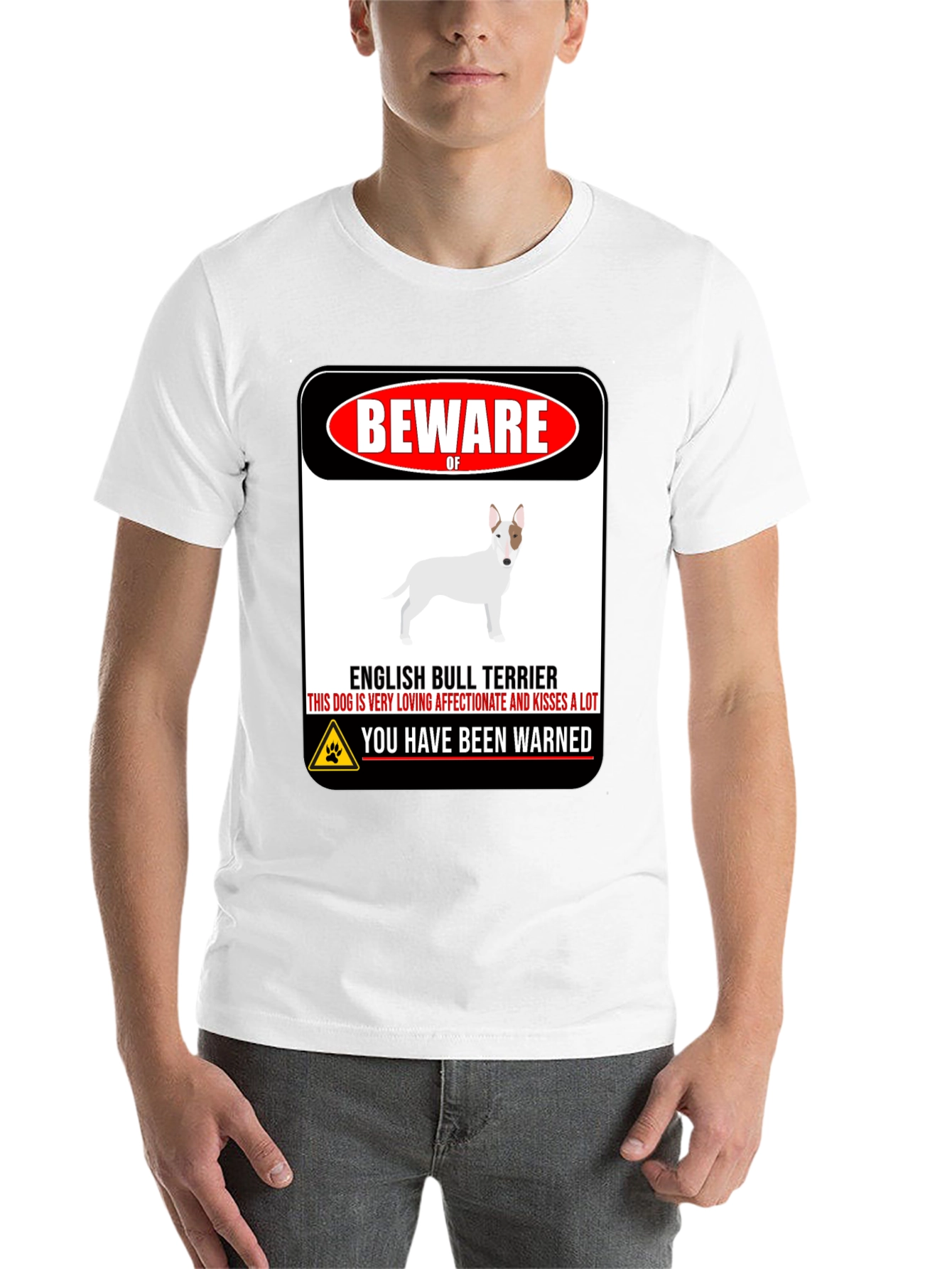 Black Beware of Dog T-Shirt - English Bull Terrier view 14