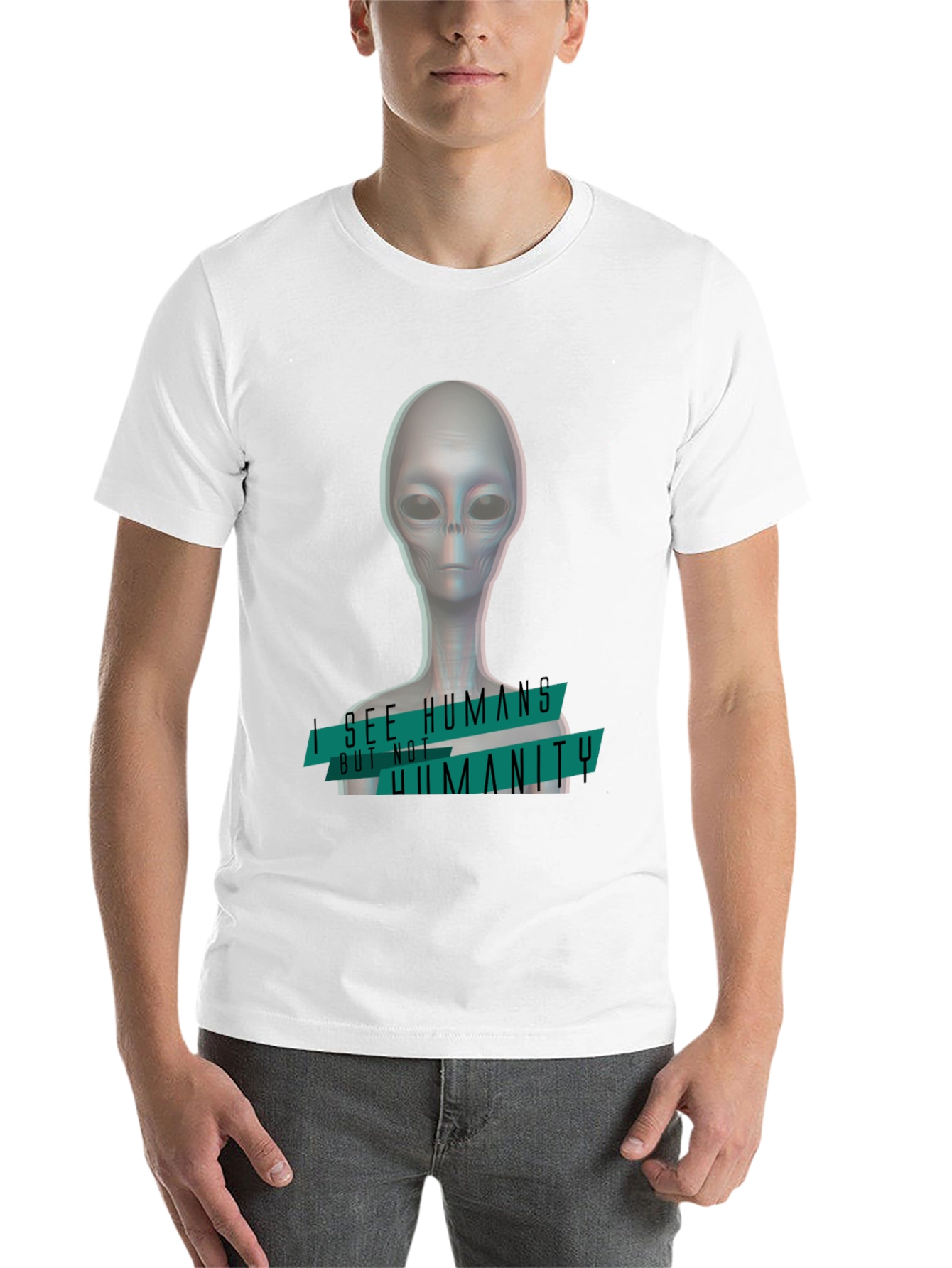 Black Alien 'I See Humans' Graphic T-Shirt view 14