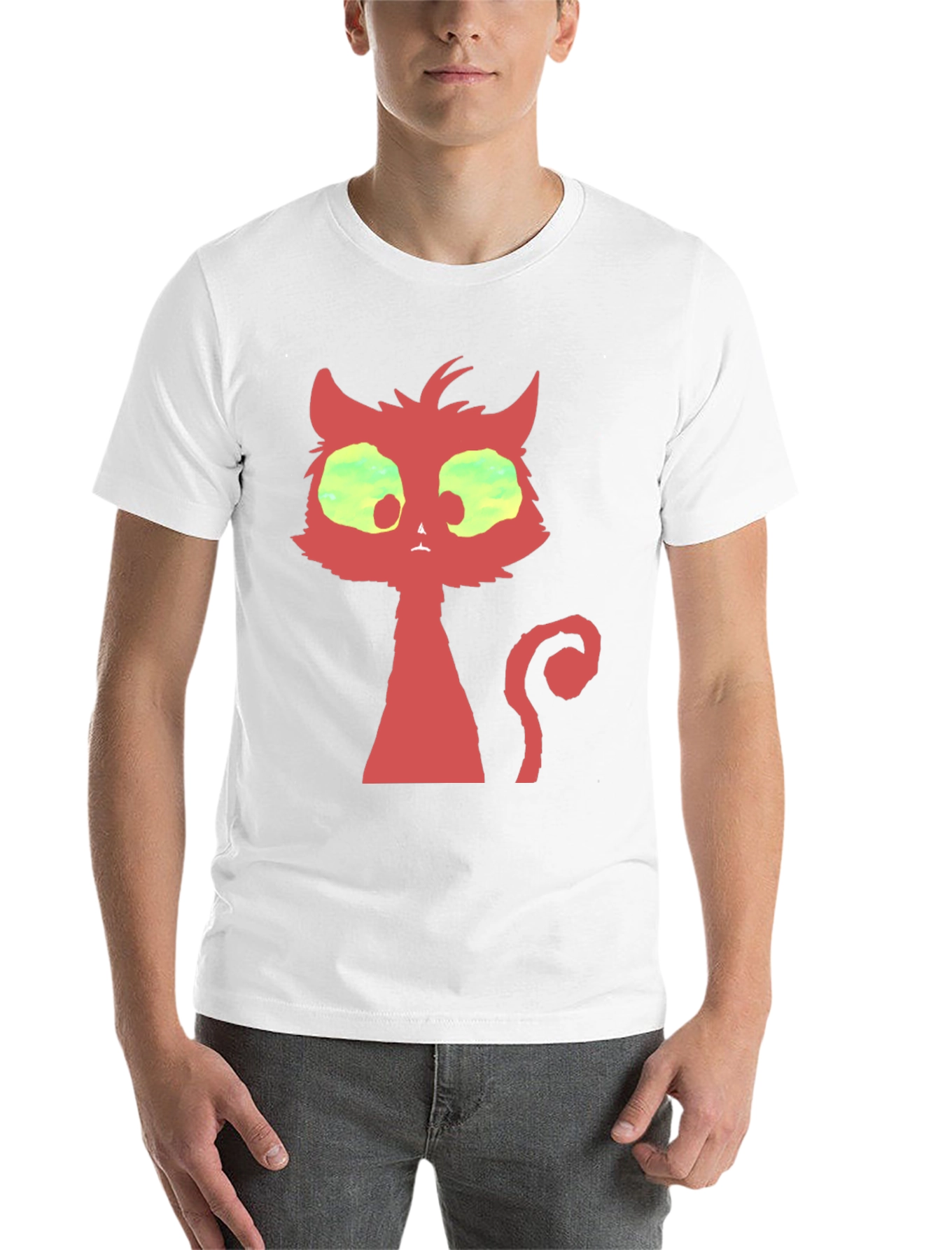 Black Red Cat Graphic T-Shirt - Unique Design view 14