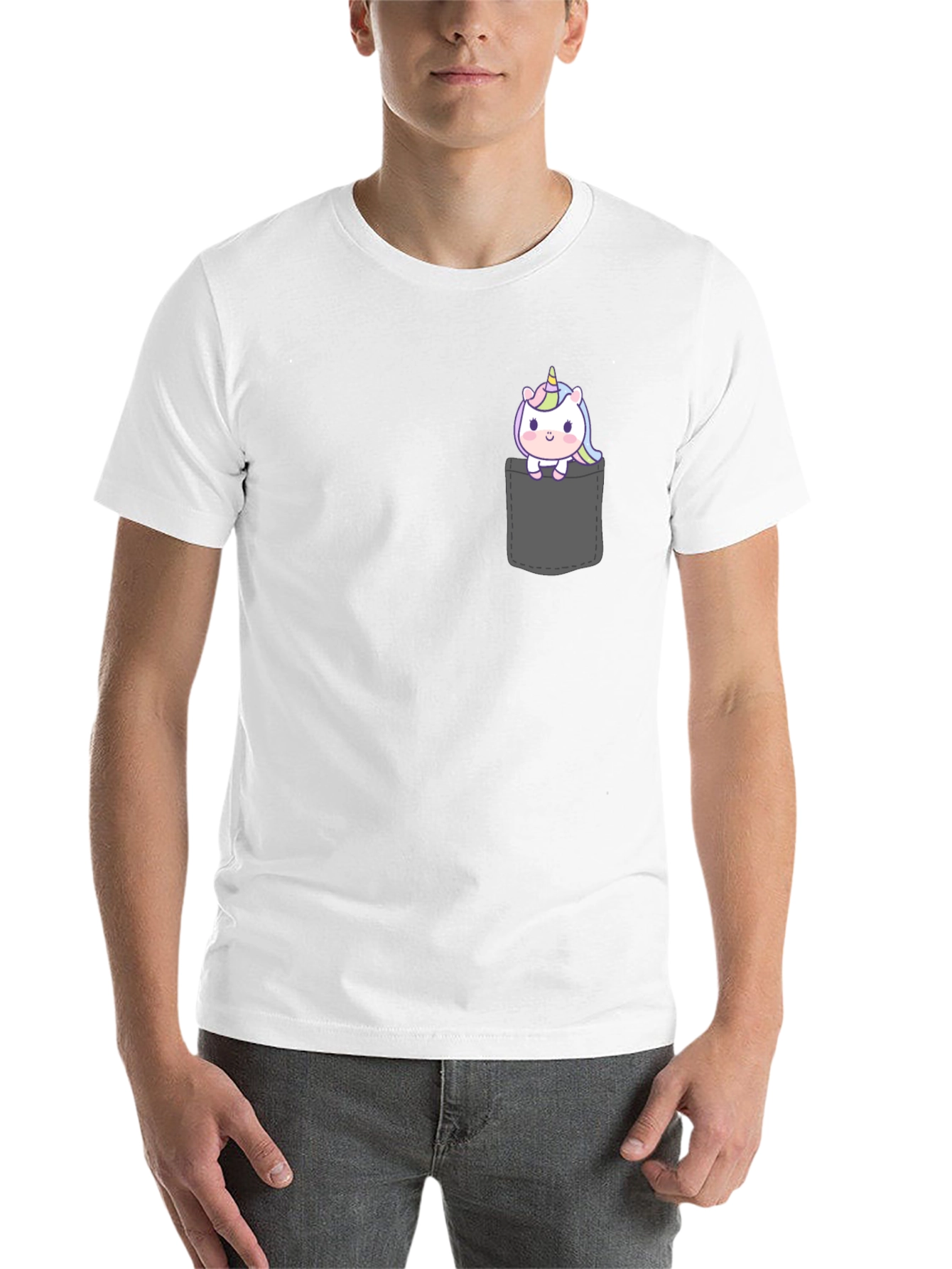 Black Unicorn Pocket T-Shirt - Cute Graphic Tee view 14