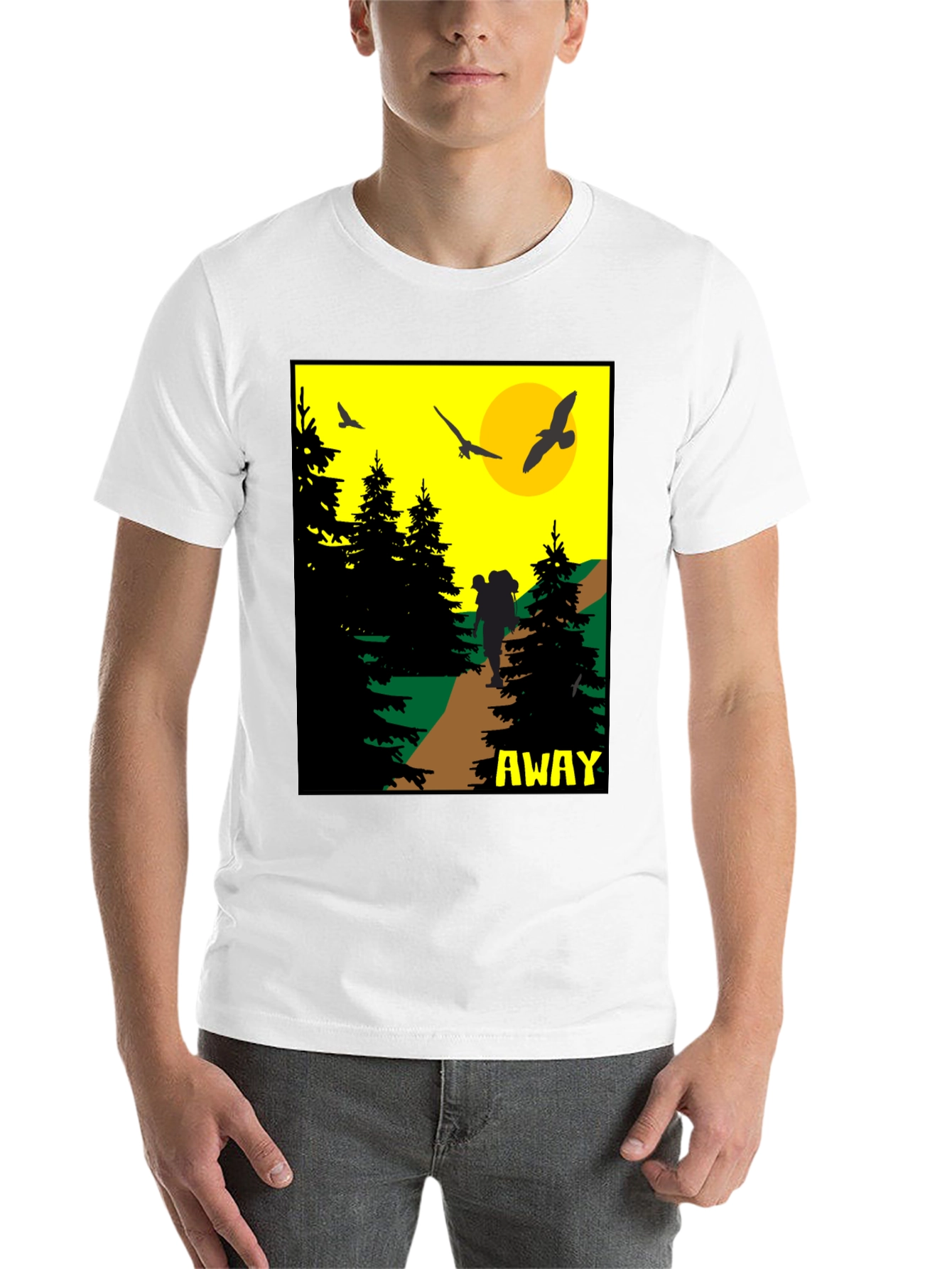 Black Adventure Awaits Graphic Tee - Hiker Design view 14