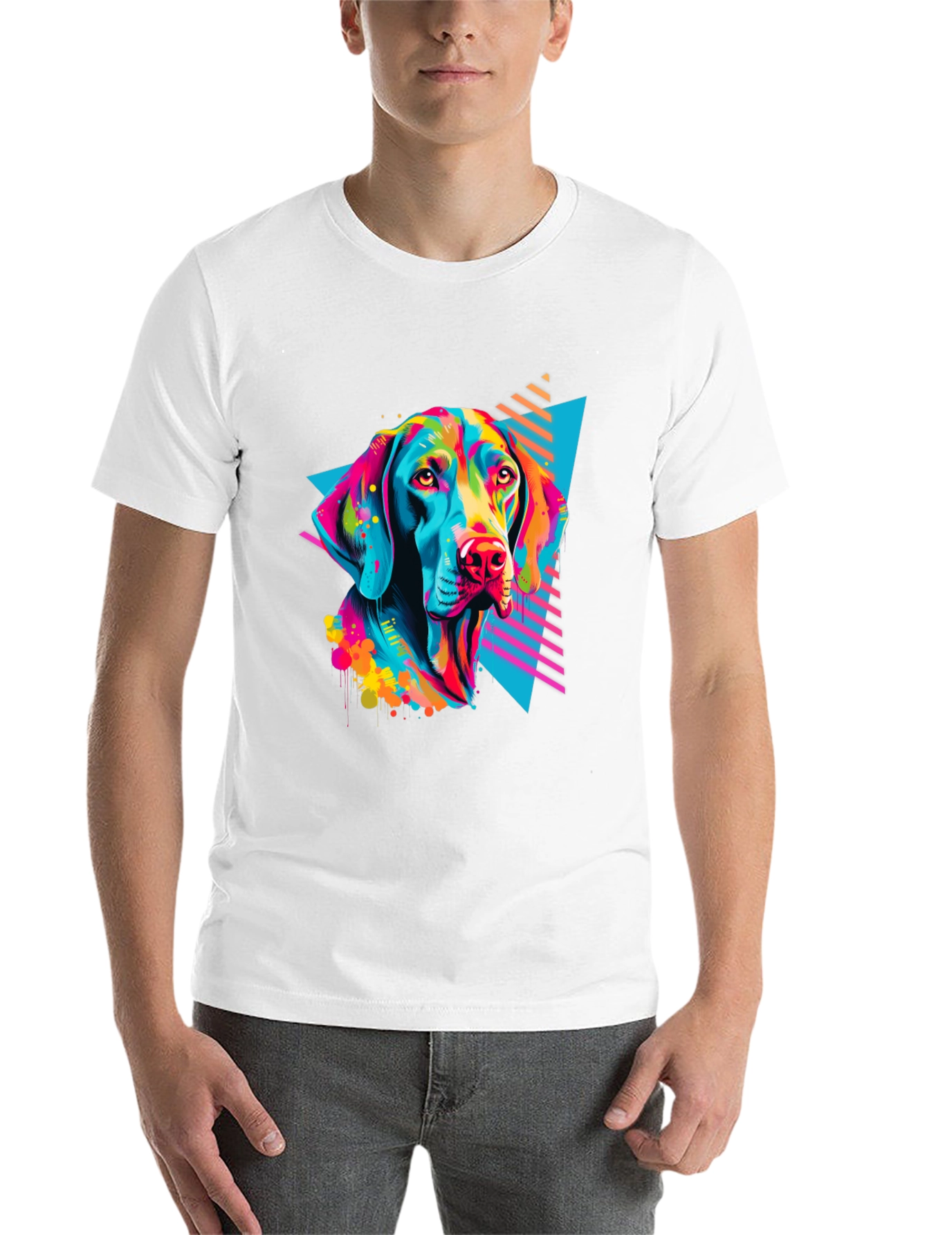 Black Vibrant Dog Graphic T-Shirt - Bold 80s Style view 14