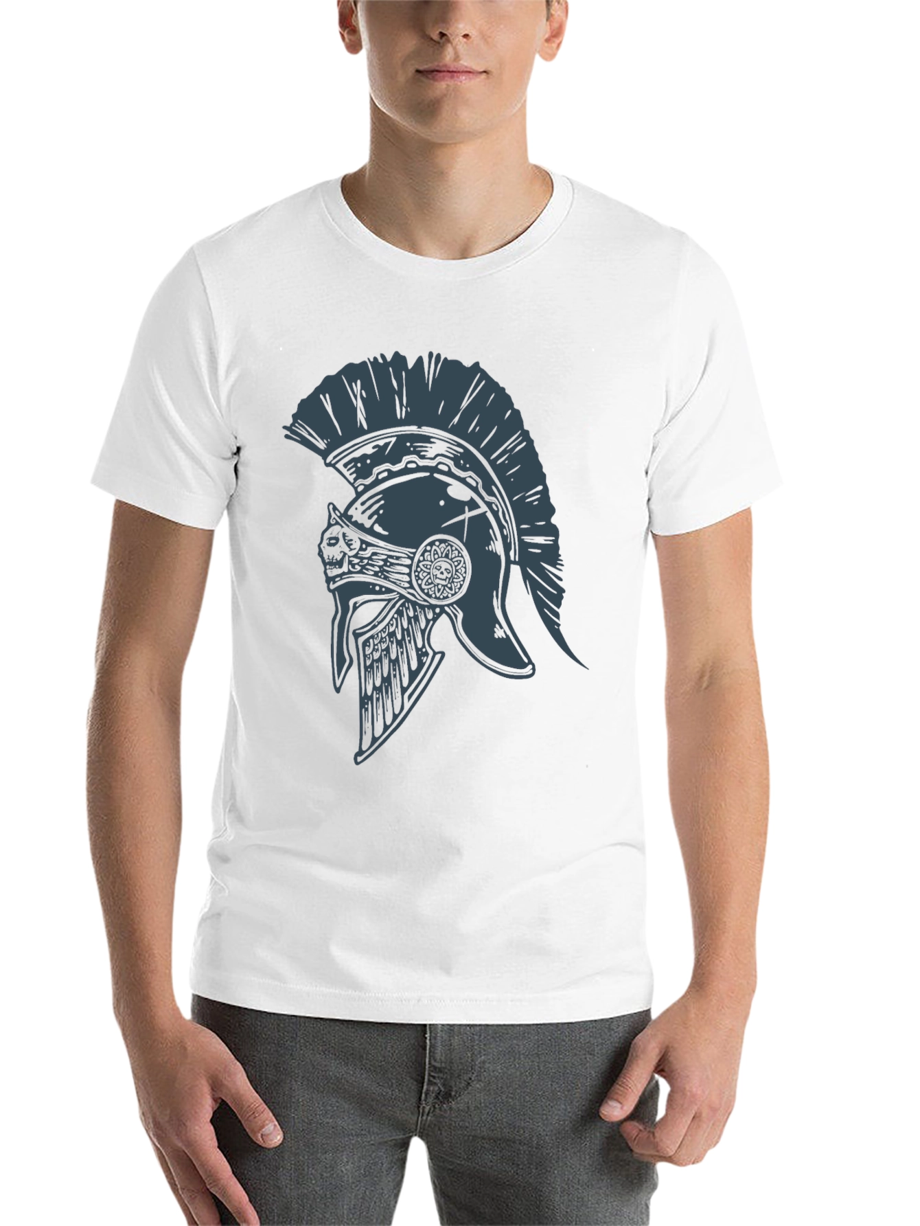 Black Spartan Helmet Graphic Tee - Warrior Style view 14