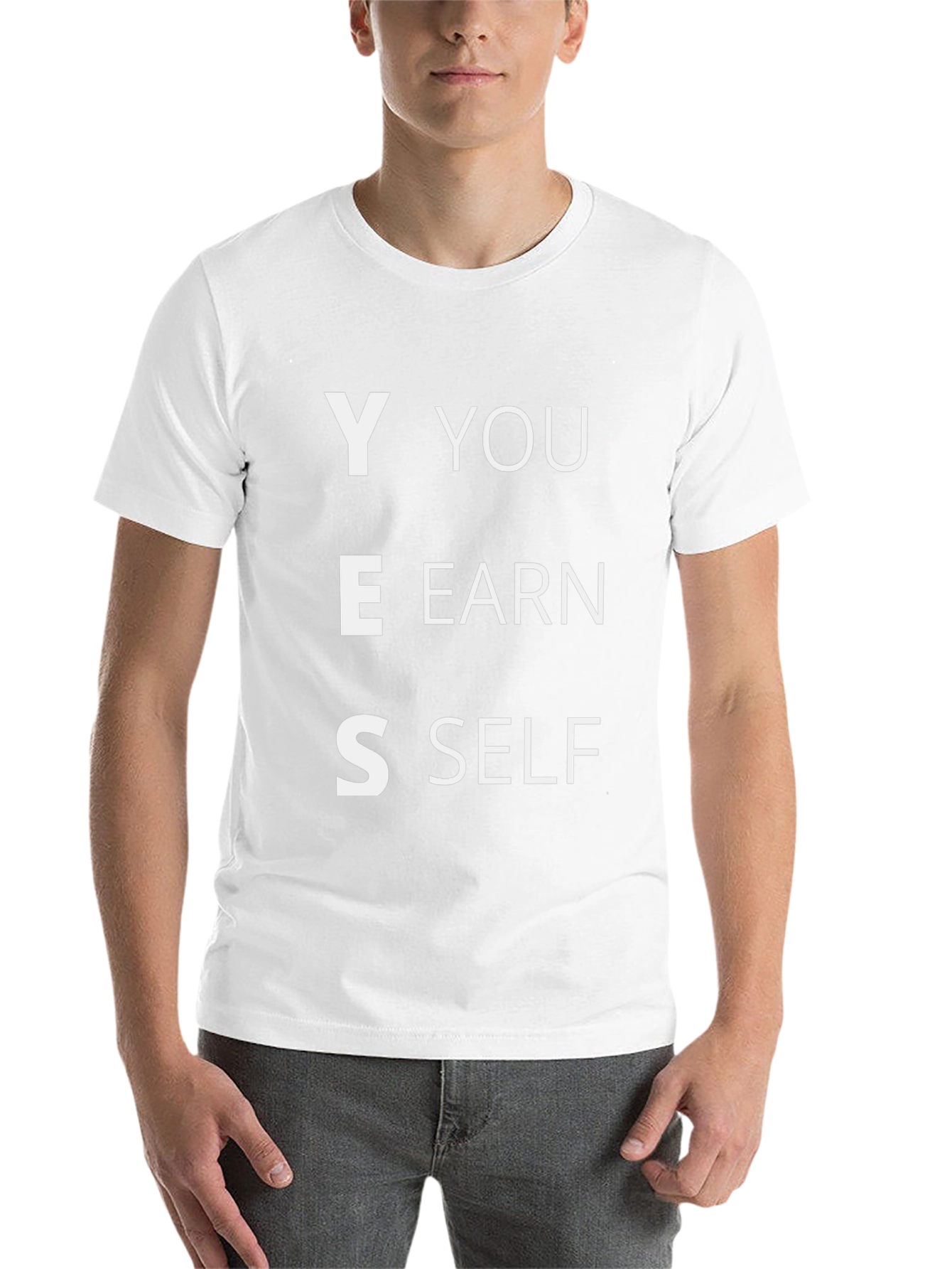 Black YES You Earn Self Men's Black T-Shirt view 14
